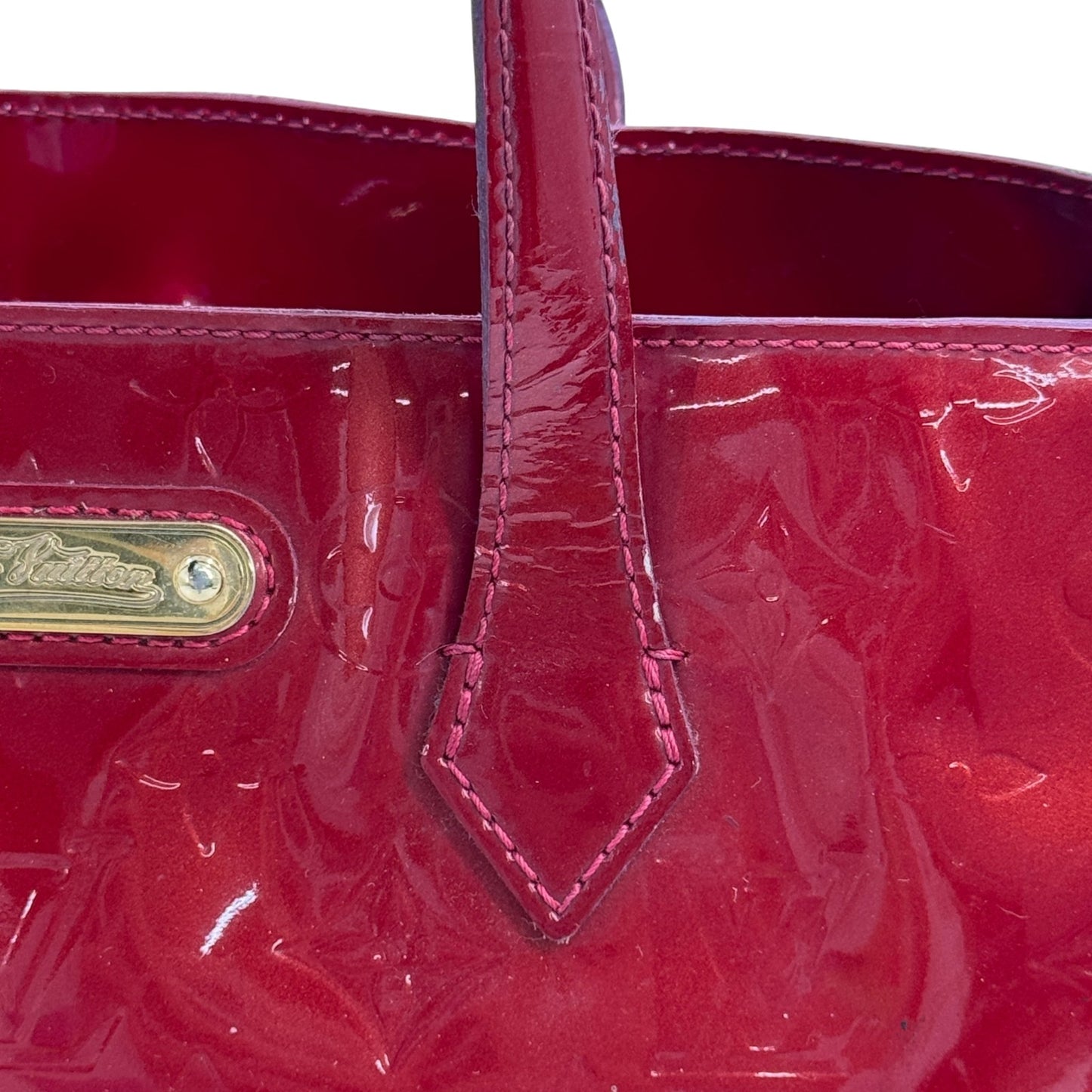 LOUIS VUITTON モノグラム ヴェルニ レッド ウィルシャーPM M93642 ハンドバッグ