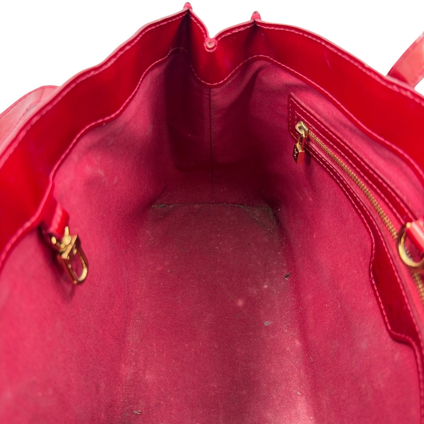 LOUIS VUITTON モノグラム ヴェルニ レッド ウィルシャーPM M93642 ハンドバッグ
