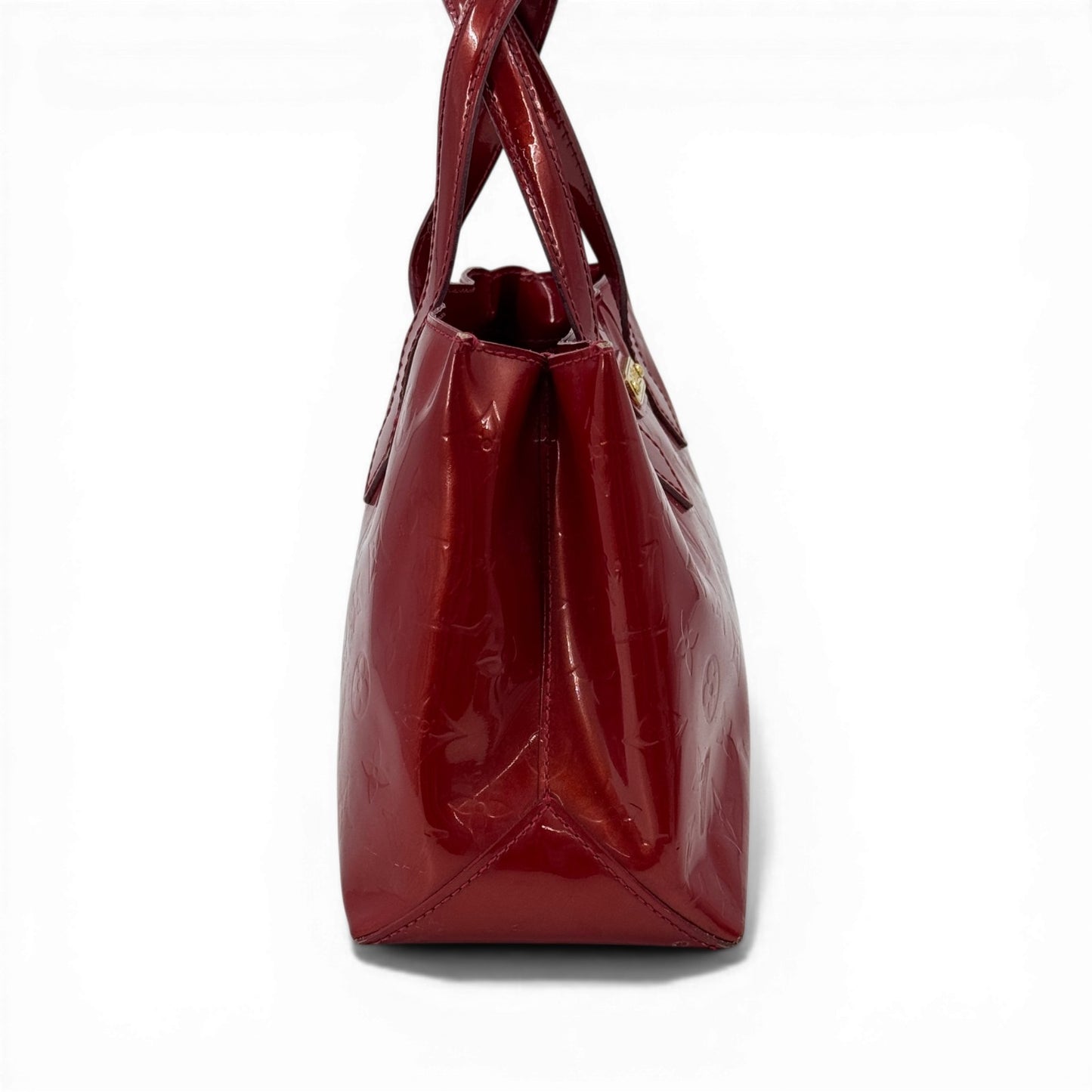 LOUIS VUITTON モノグラム ヴェルニ レッド ウィルシャーPM M93642 ハンドバッグ