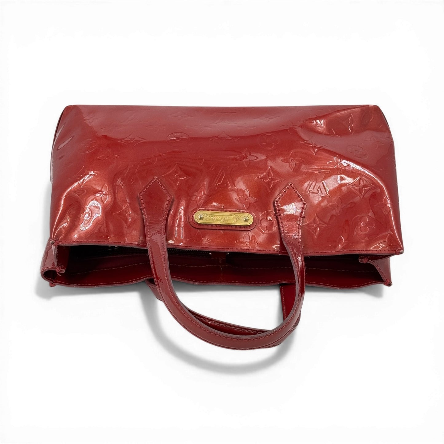 LOUIS VUITTON モノグラム ヴェルニ レッド ウィルシャーPM M93642 ハンドバッグ