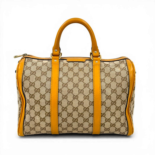 GUCCI GGキャンバス ベージュ ボストンバッグ イタリア製