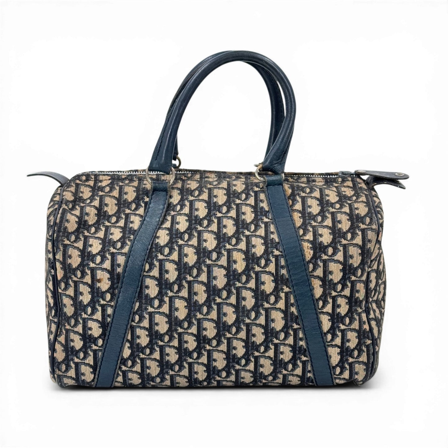 DIOR ネイビー トロッター キャンバス ボストンバッグ