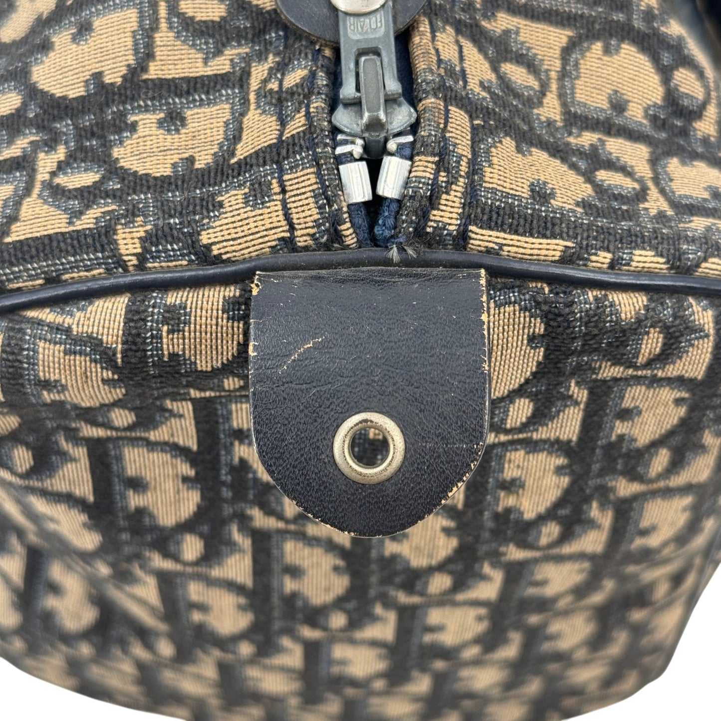 DIOR ネイビー トロッター キャンバス ボストンバッグ