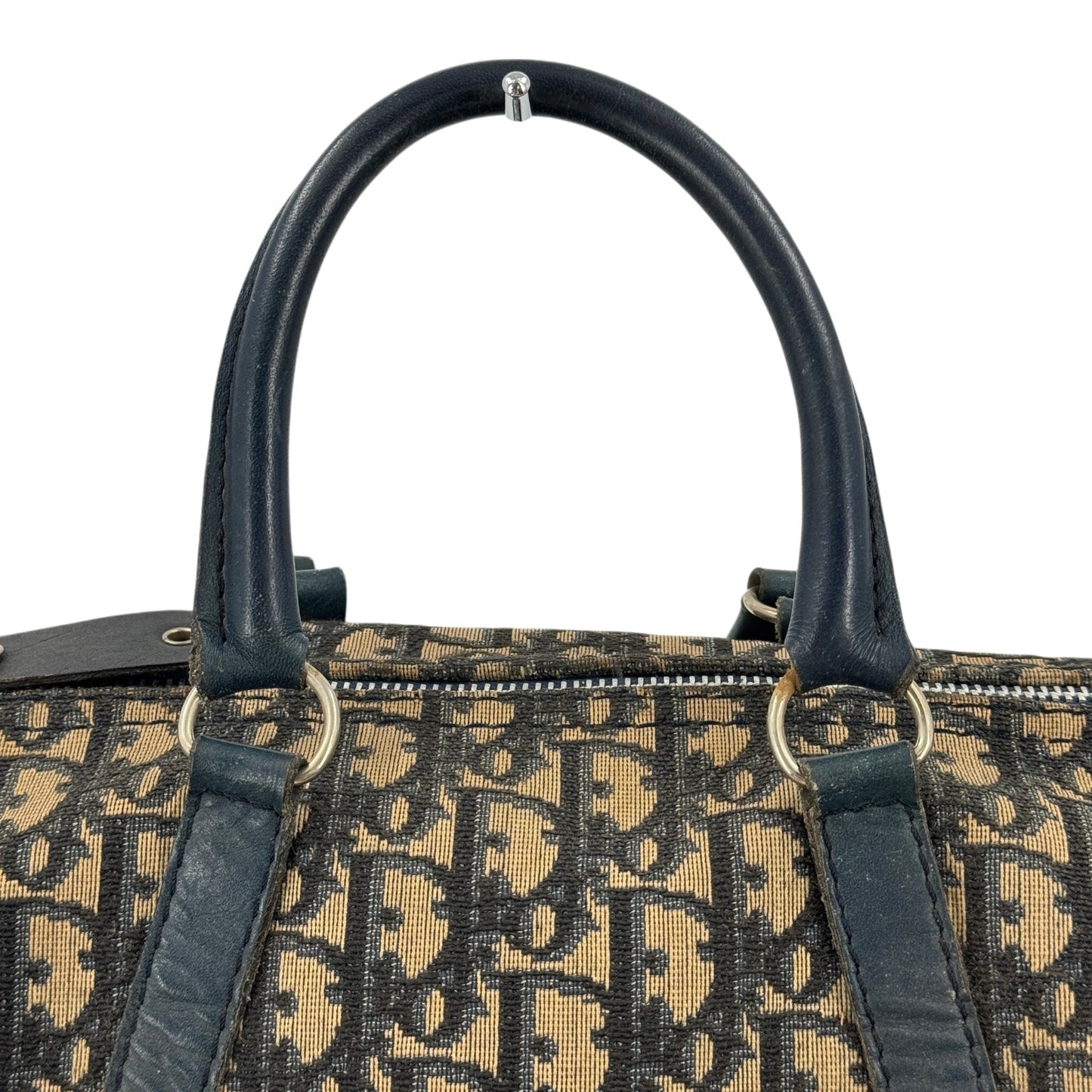 DIOR ネイビー トロッター キャンバス ボストンバッグ