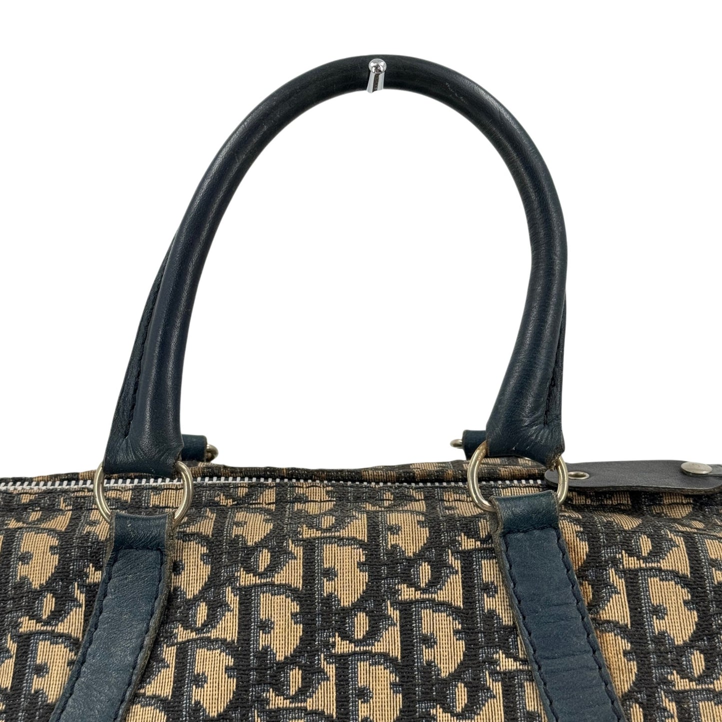 DIOR ネイビー トロッター キャンバス ボストンバッグ