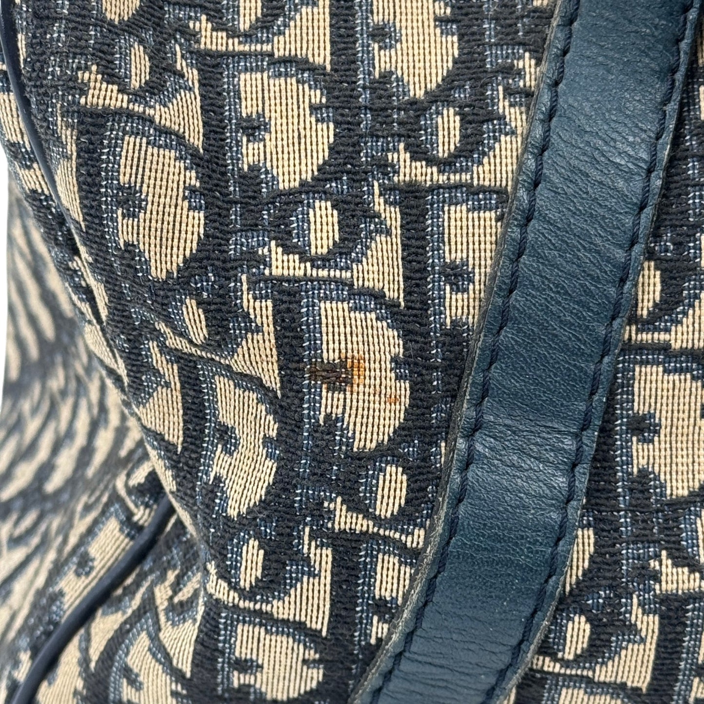 DIOR ネイビー トロッター キャンバス ボストンバッグ