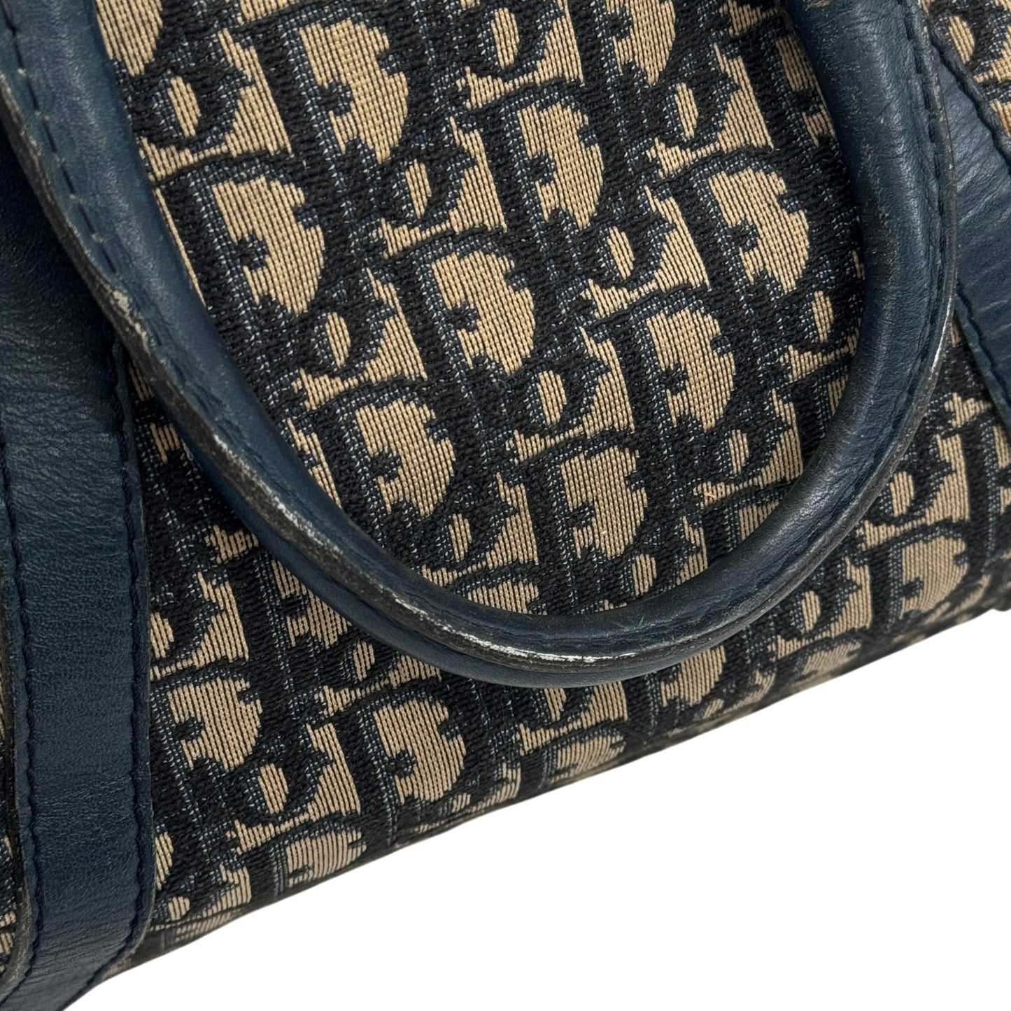 DIOR ネイビー トロッター キャンバス ボストンバッグ