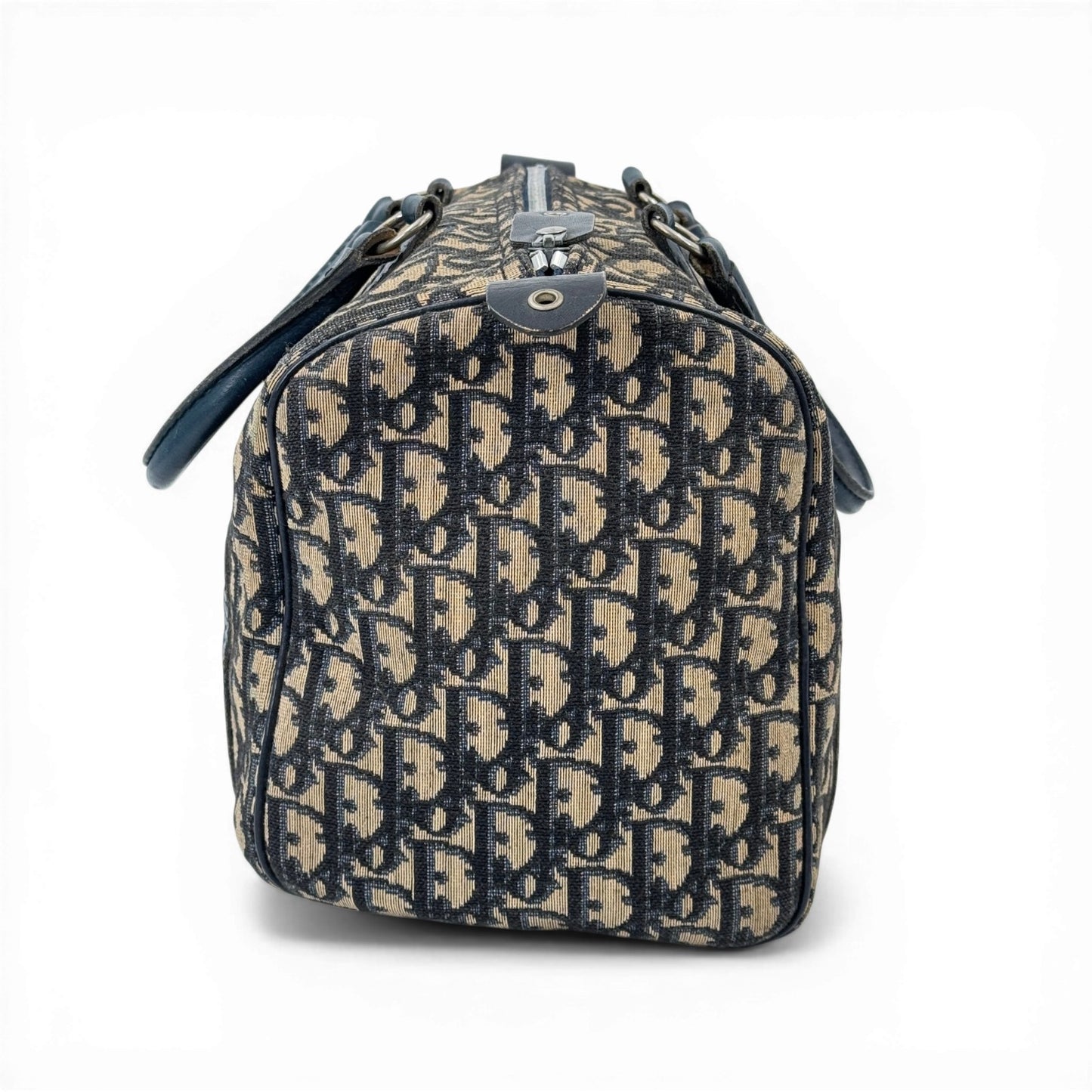 DIOR ネイビー トロッター キャンバス ボストンバッグ