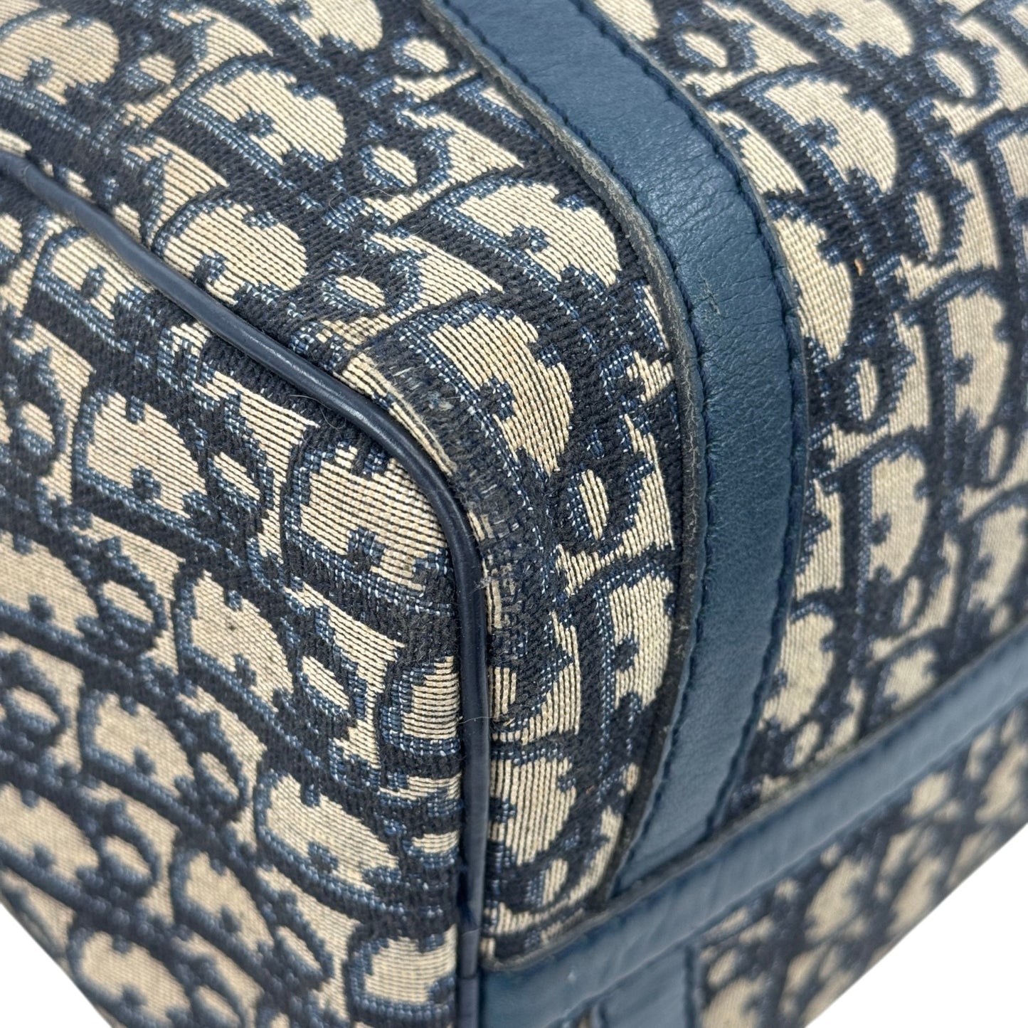 DIOR ネイビー トロッター キャンバス ボストンバッグ