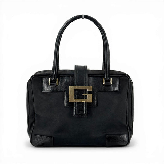 GUCCI GG ブラックキャンバス ハンドバッグ