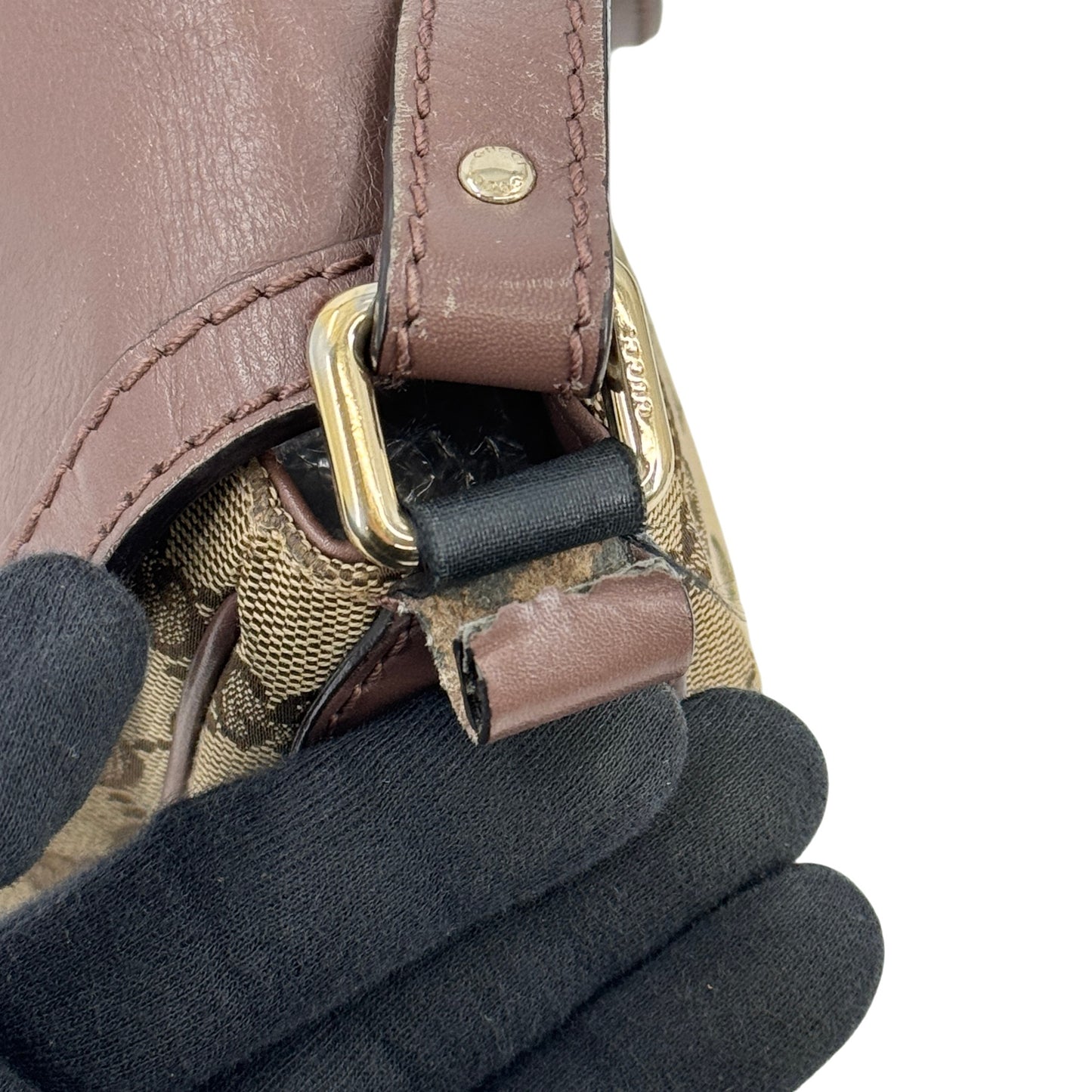 GUCCI GGキャンバス ベージュ ショルダーバッグ