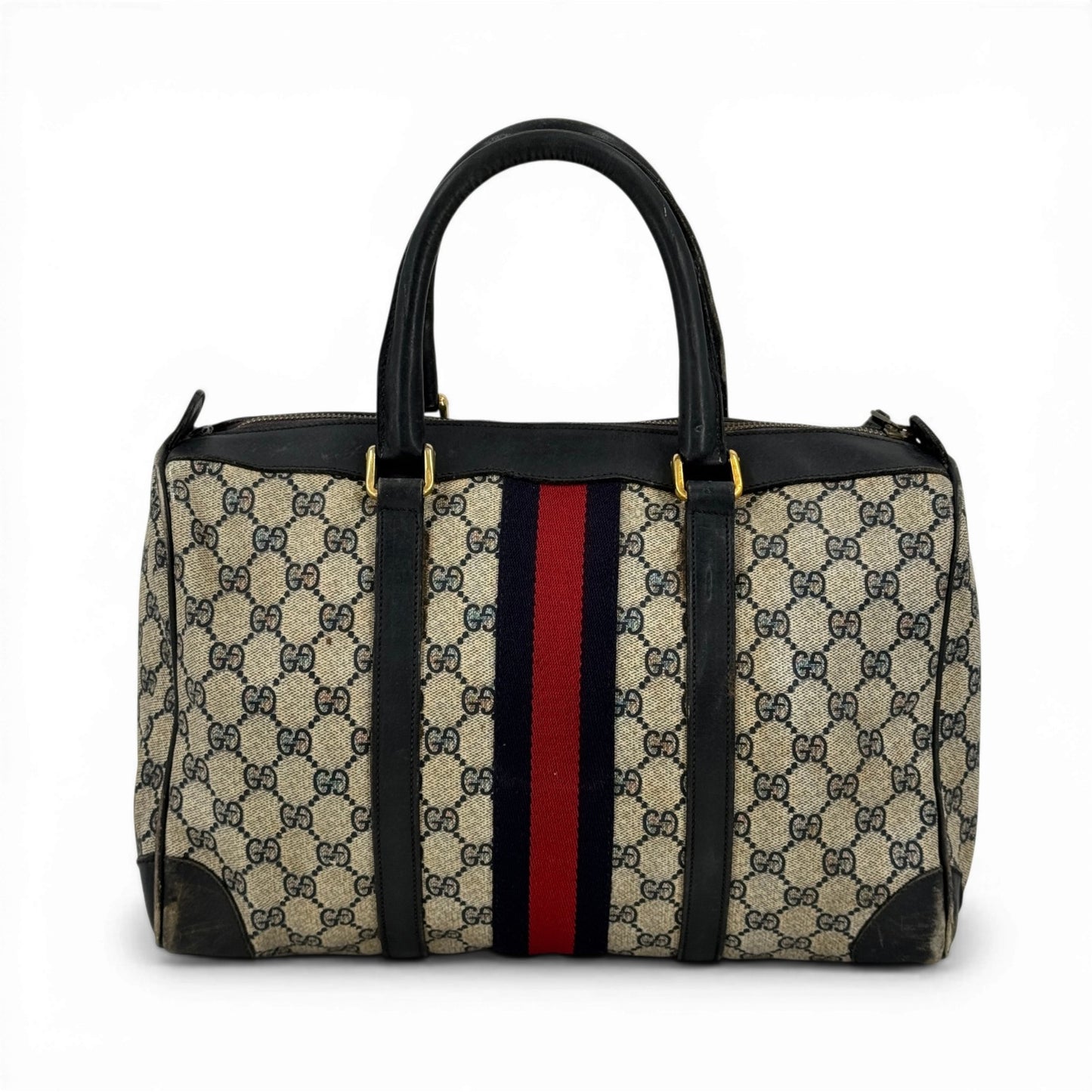 GUCCI GGスプリーム シェリーライン ベージュ ボストンバッグ