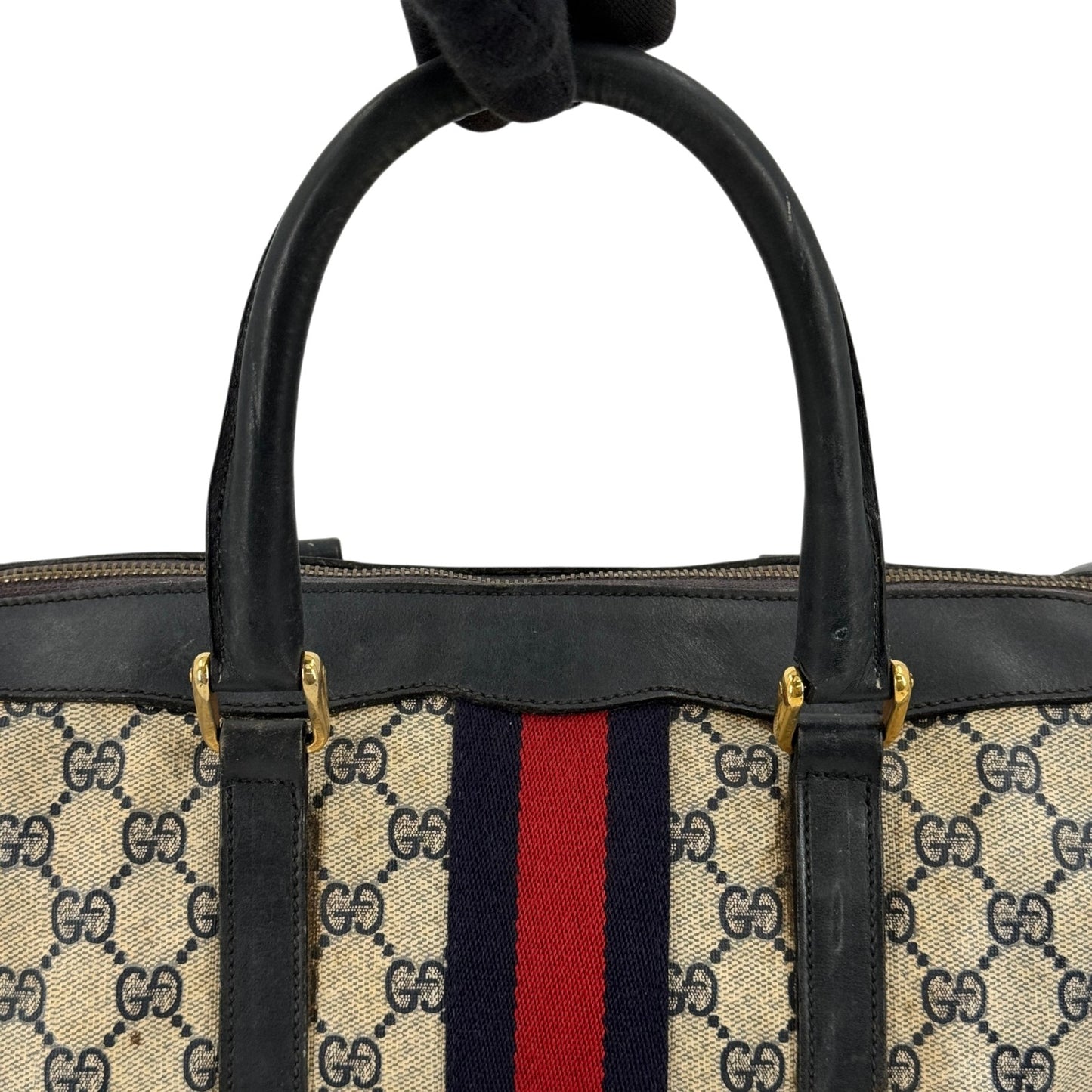 GUCCI GGスプリーム シェリーライン ベージュ ボストンバッグ