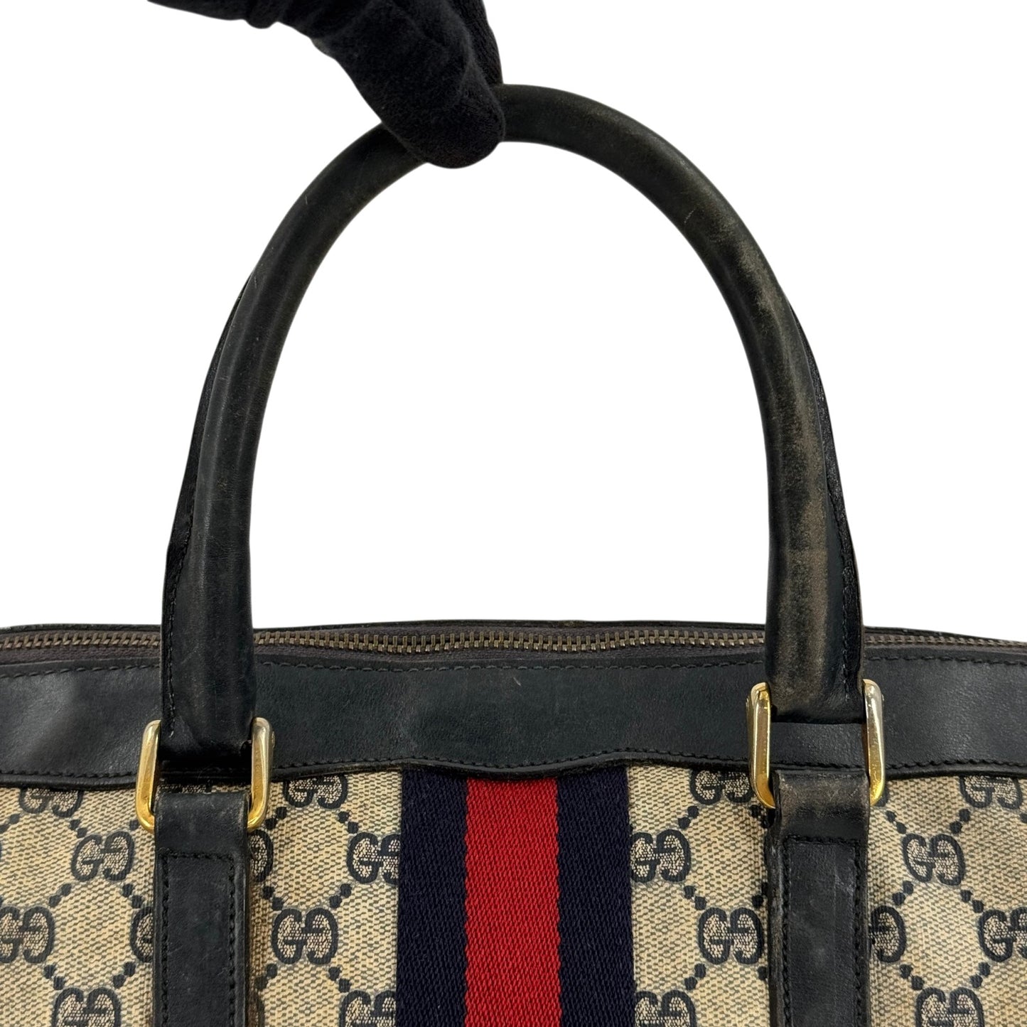 GUCCI GGスプリーム シェリーライン ベージュ ボストンバッグ