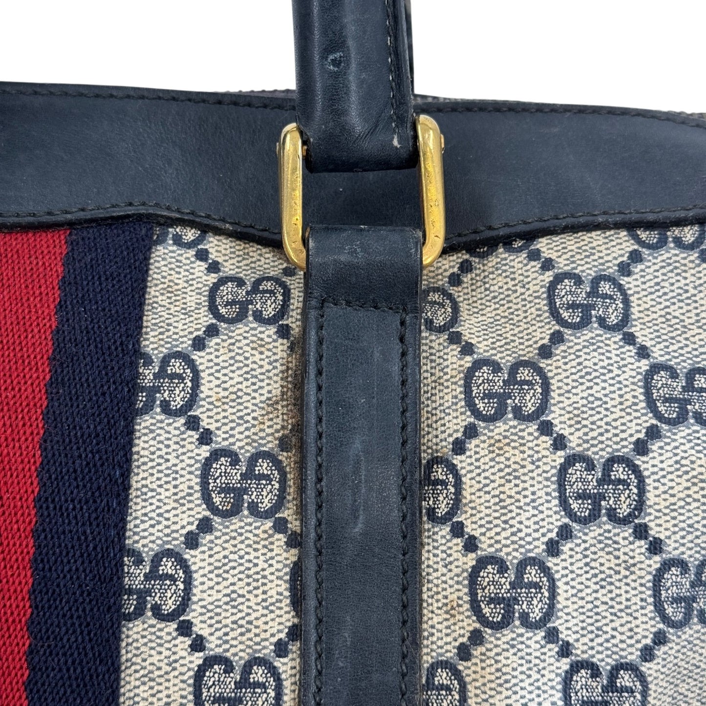 GUCCI GGスプリーム シェリーライン ベージュ ボストンバッグ