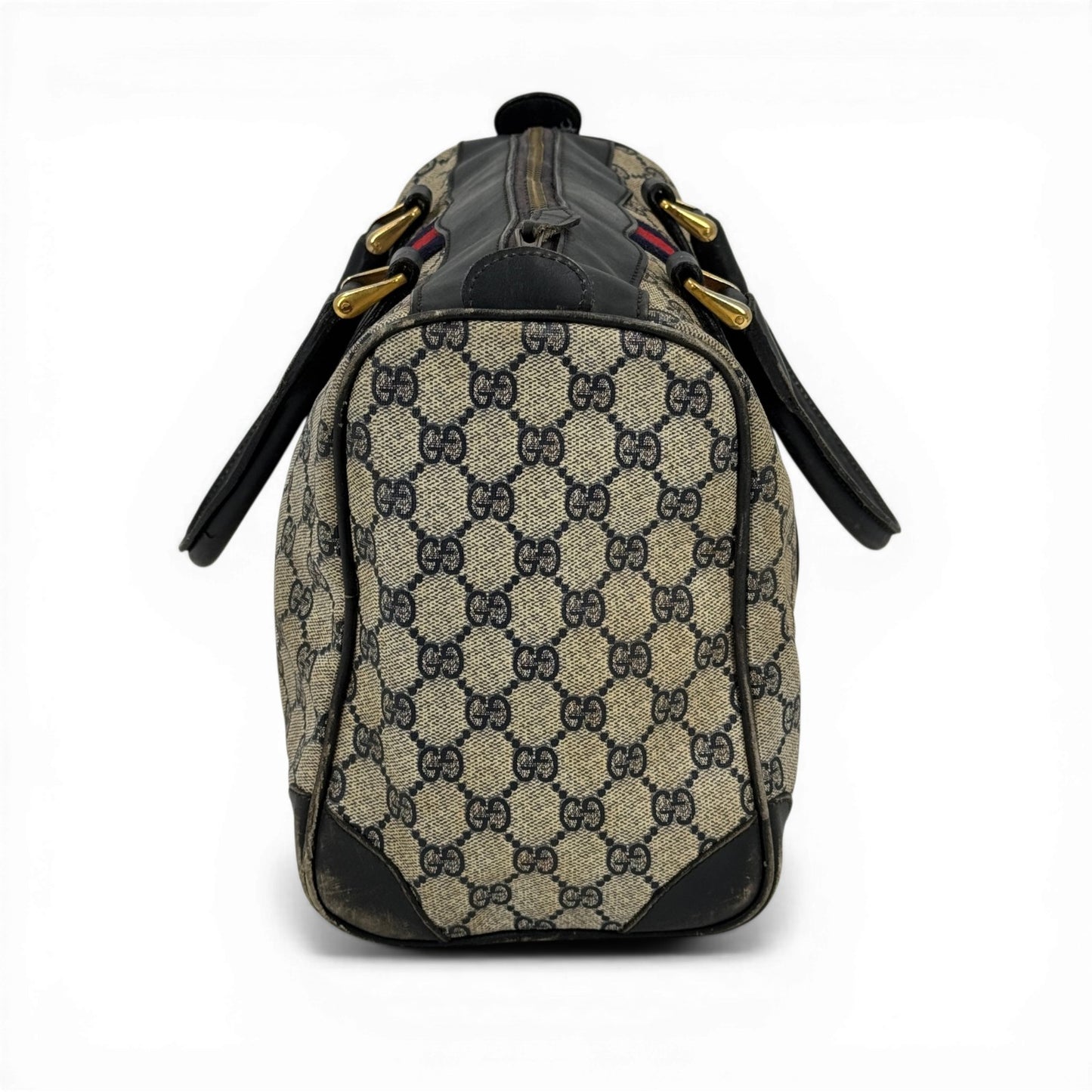 GUCCI GGスプリーム シェリーライン ベージュ ボストンバッグ