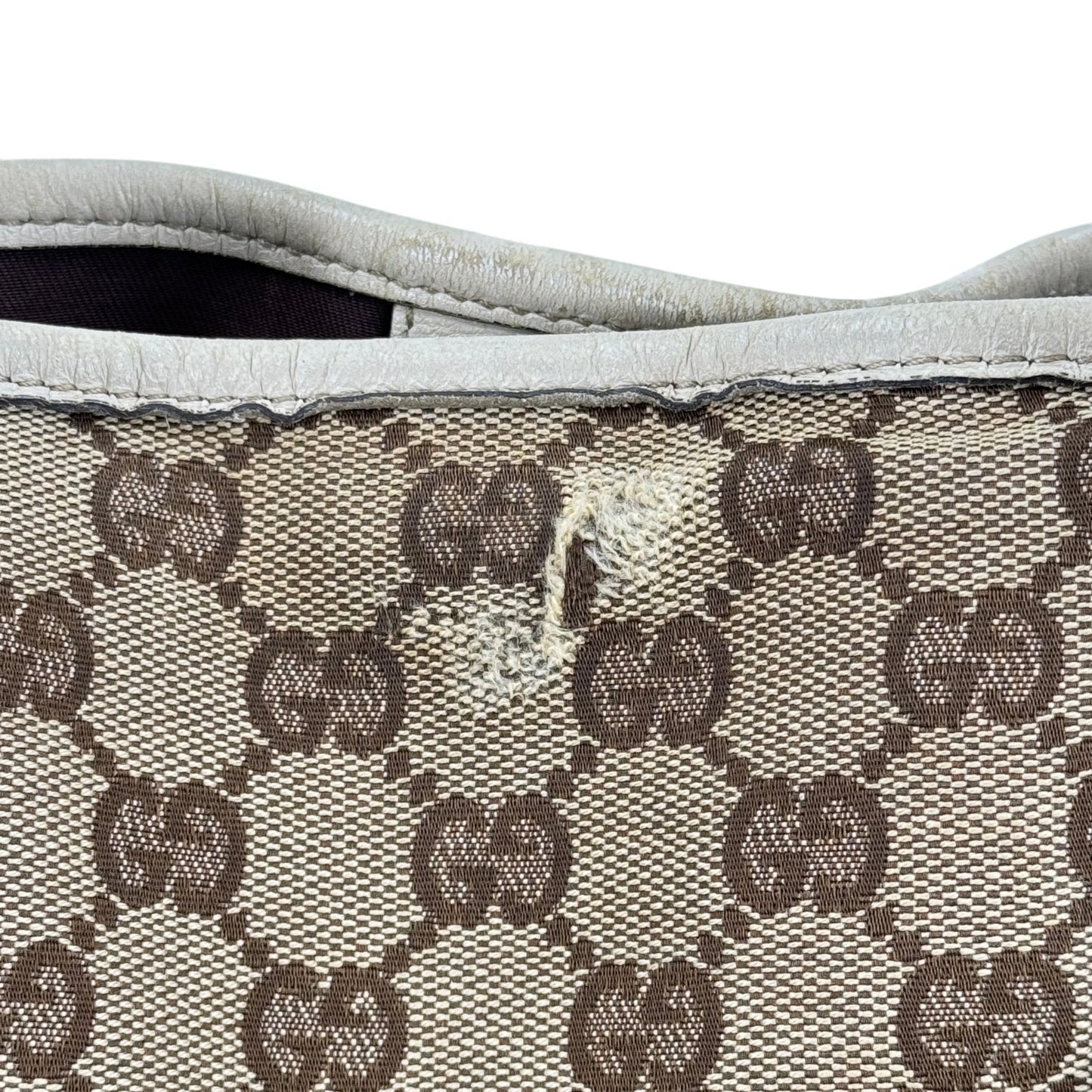 GUCCI GGキャンバス ベージュ×ホワイト トートバッグ