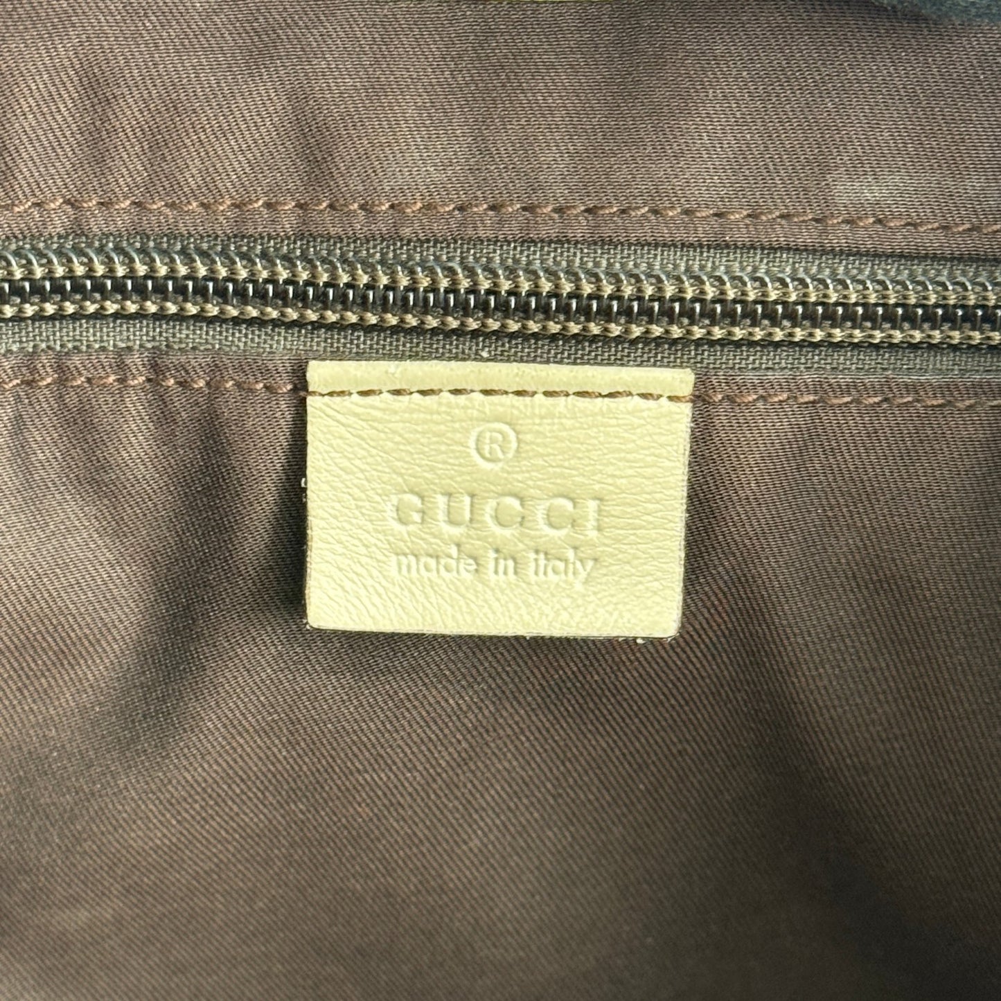 GUCCI GGキャンバス ベージュ×ホワイト トートバッグ