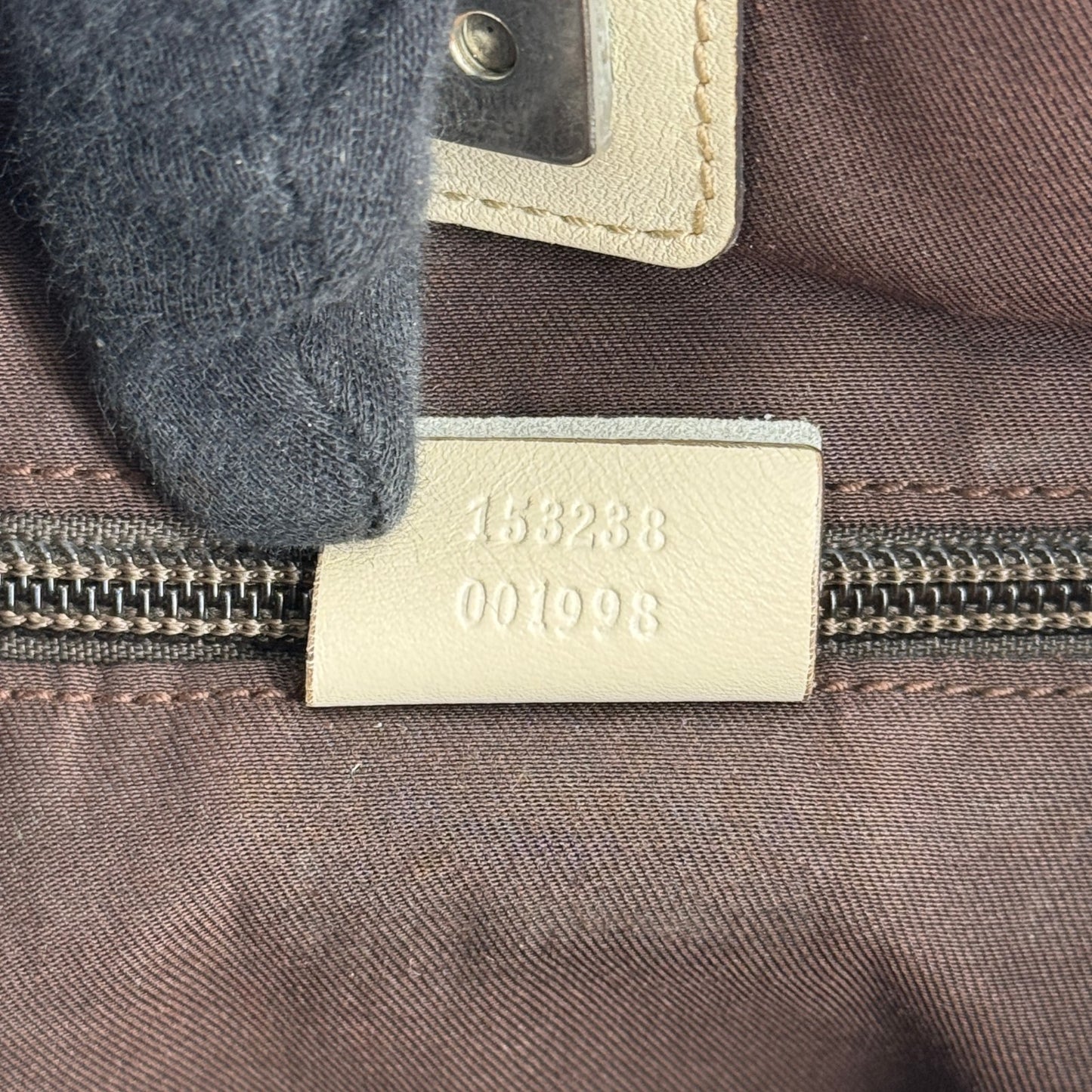 GUCCI GGキャンバス ベージュ×ホワイト トートバッグ