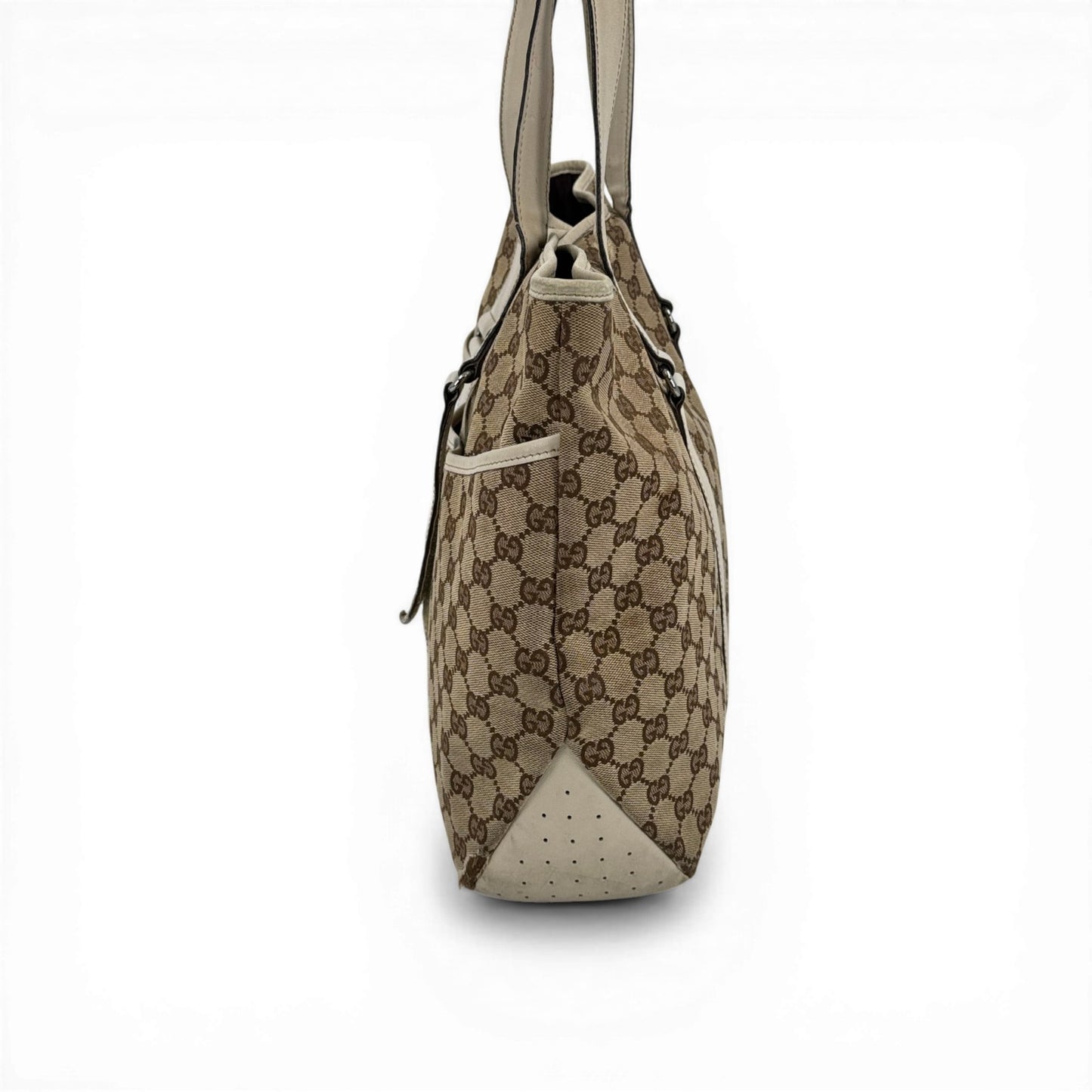 GUCCI GGキャンバス ベージュ×ホワイト トートバッグ