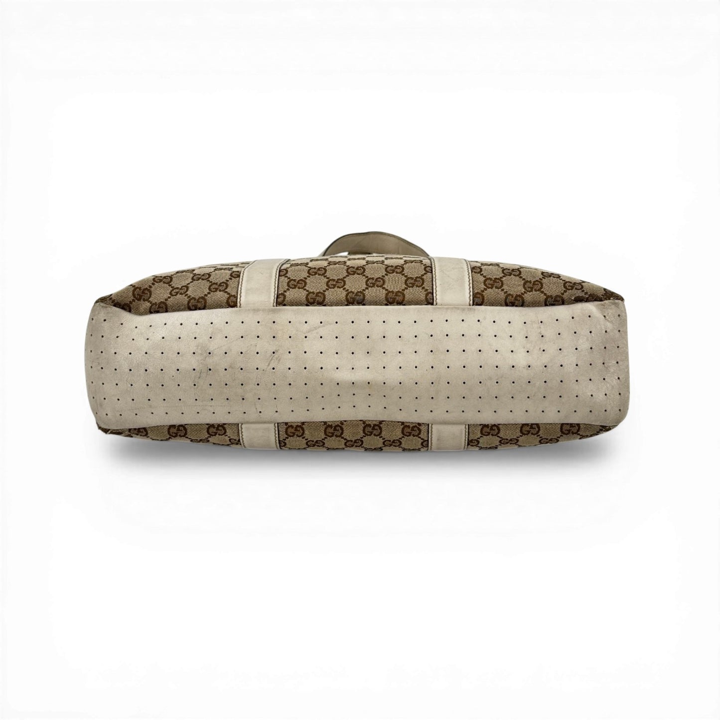 GUCCI GGキャンバス ベージュ×ホワイト トートバッグ