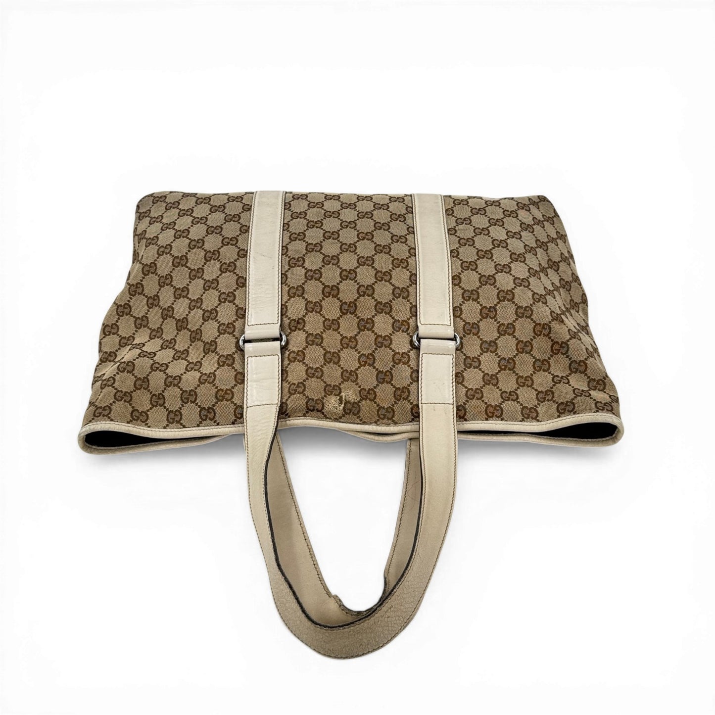 GUCCI GGキャンバス ベージュ×ホワイト トートバッグ