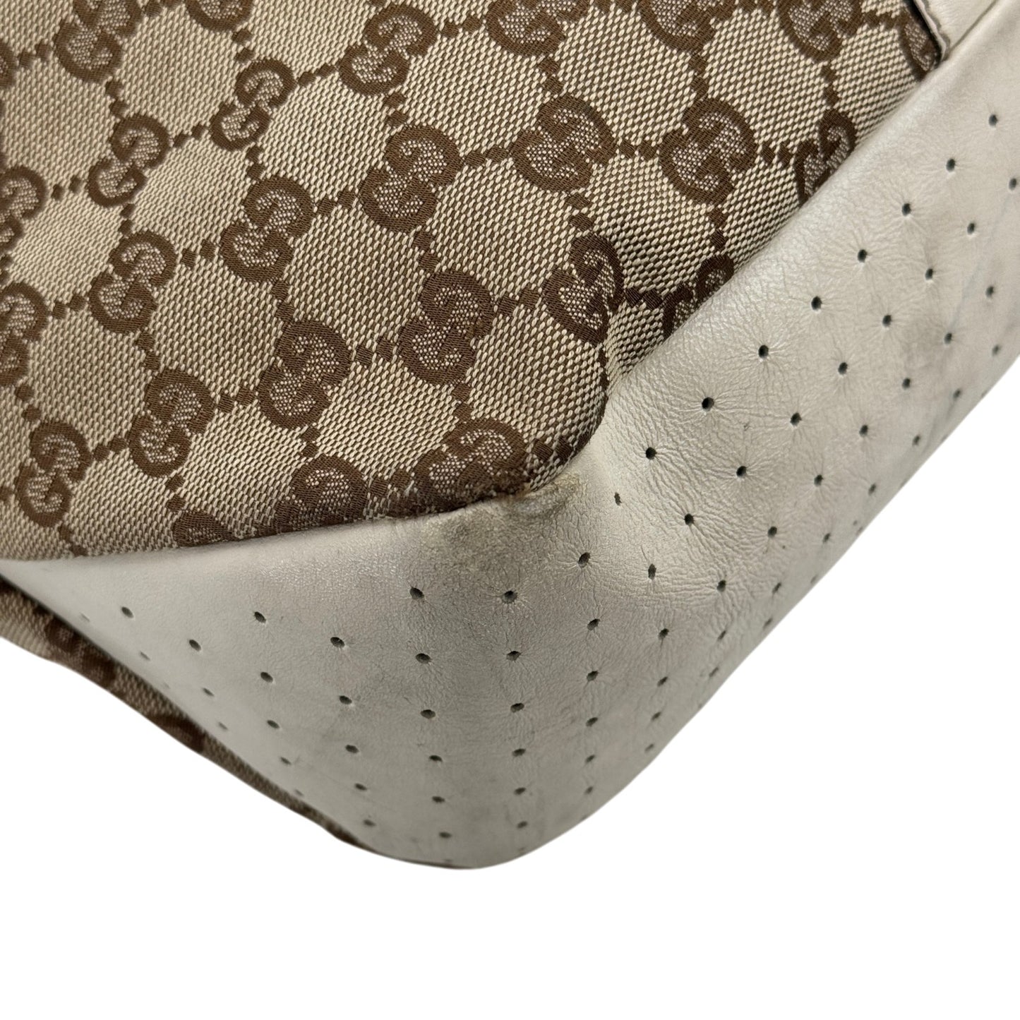 GUCCI GGキャンバス ベージュ×ホワイト トートバッグ