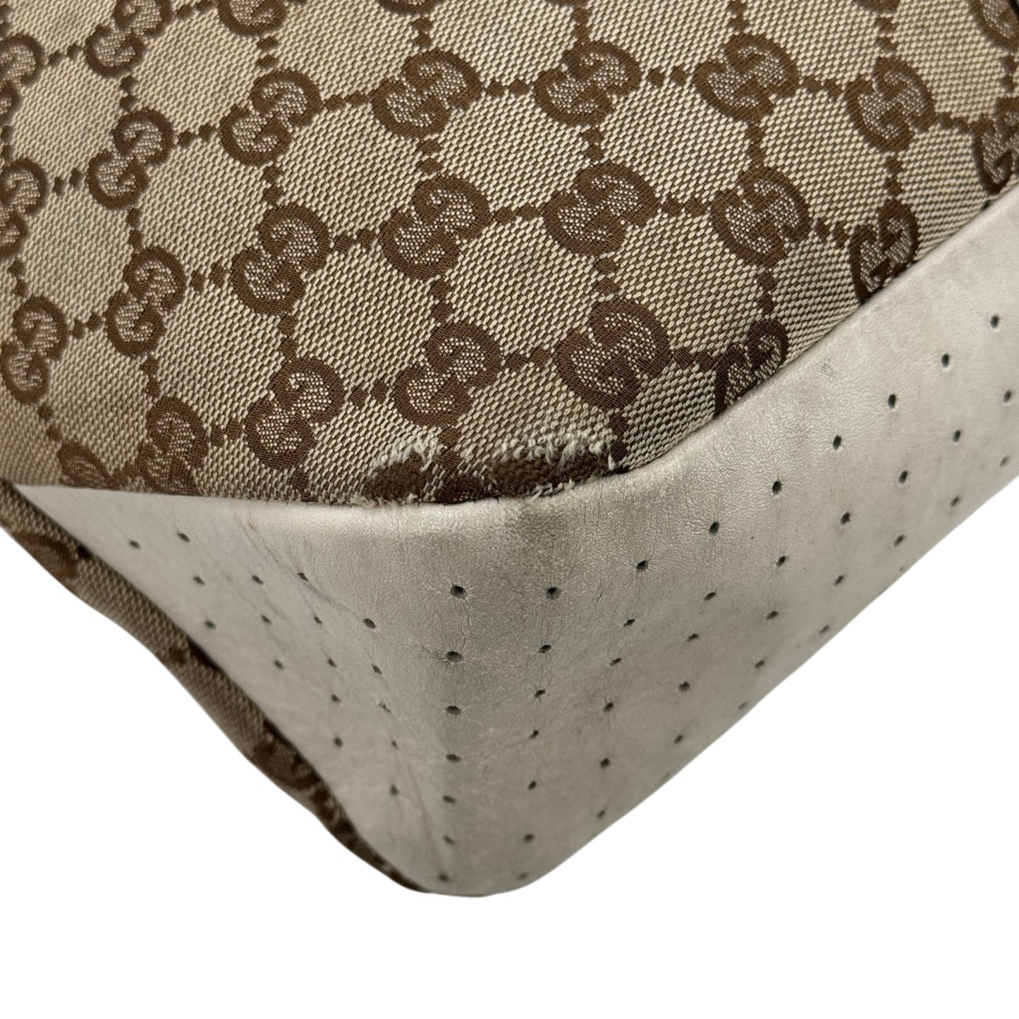 GUCCI GGキャンバス ベージュ×ホワイト トートバッグ