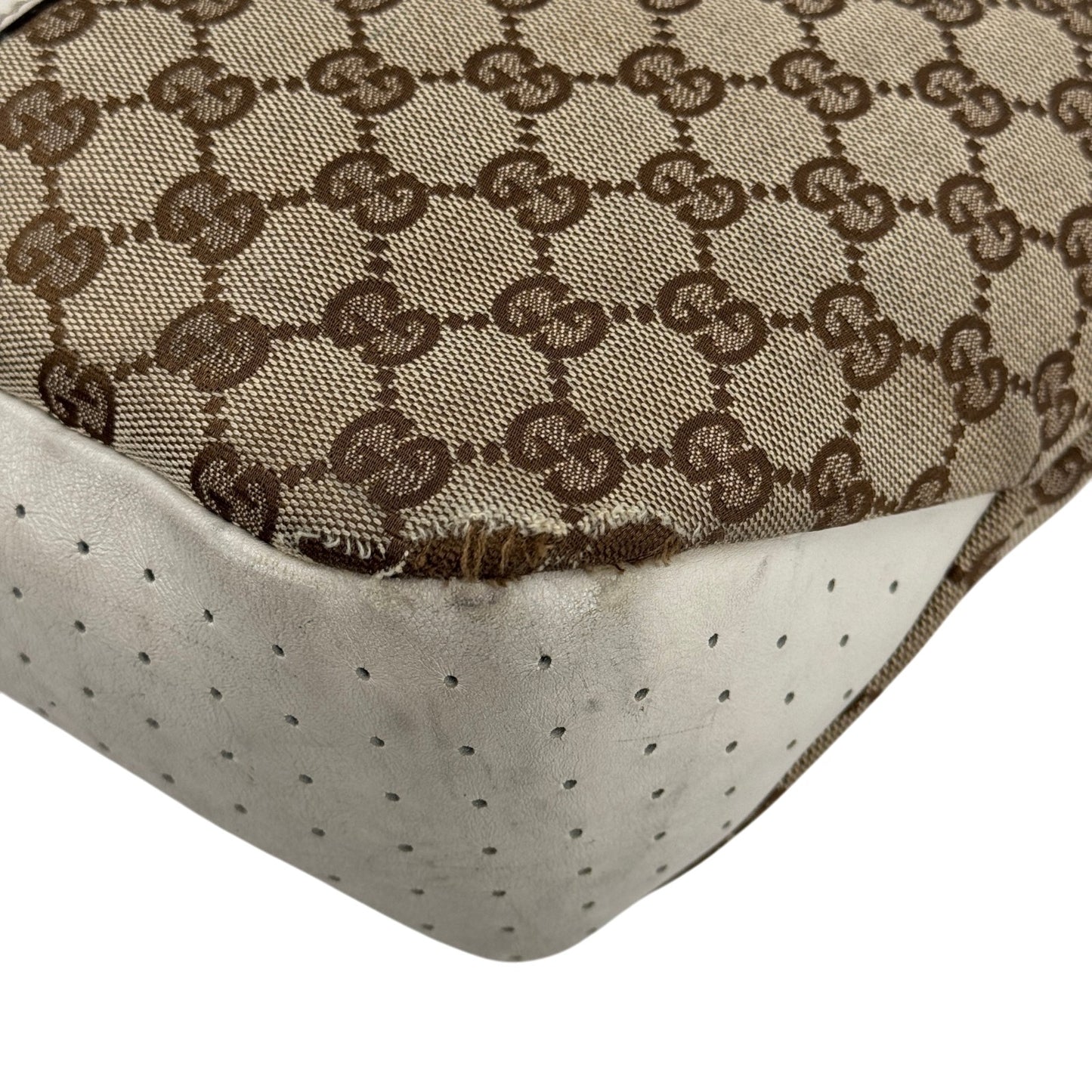 GUCCI GGキャンバス ベージュ×ホワイト トートバッグ