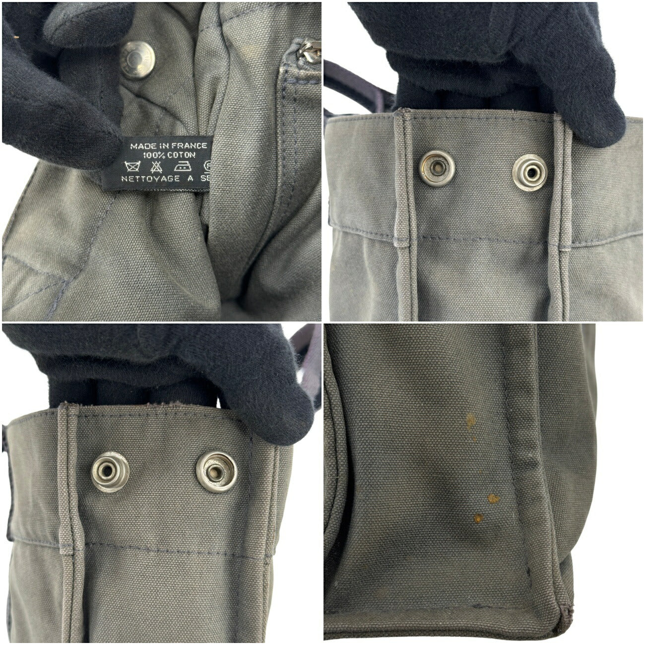 HERMES グレーキャンバス ニューフールトゥートPM ハンドバッグ