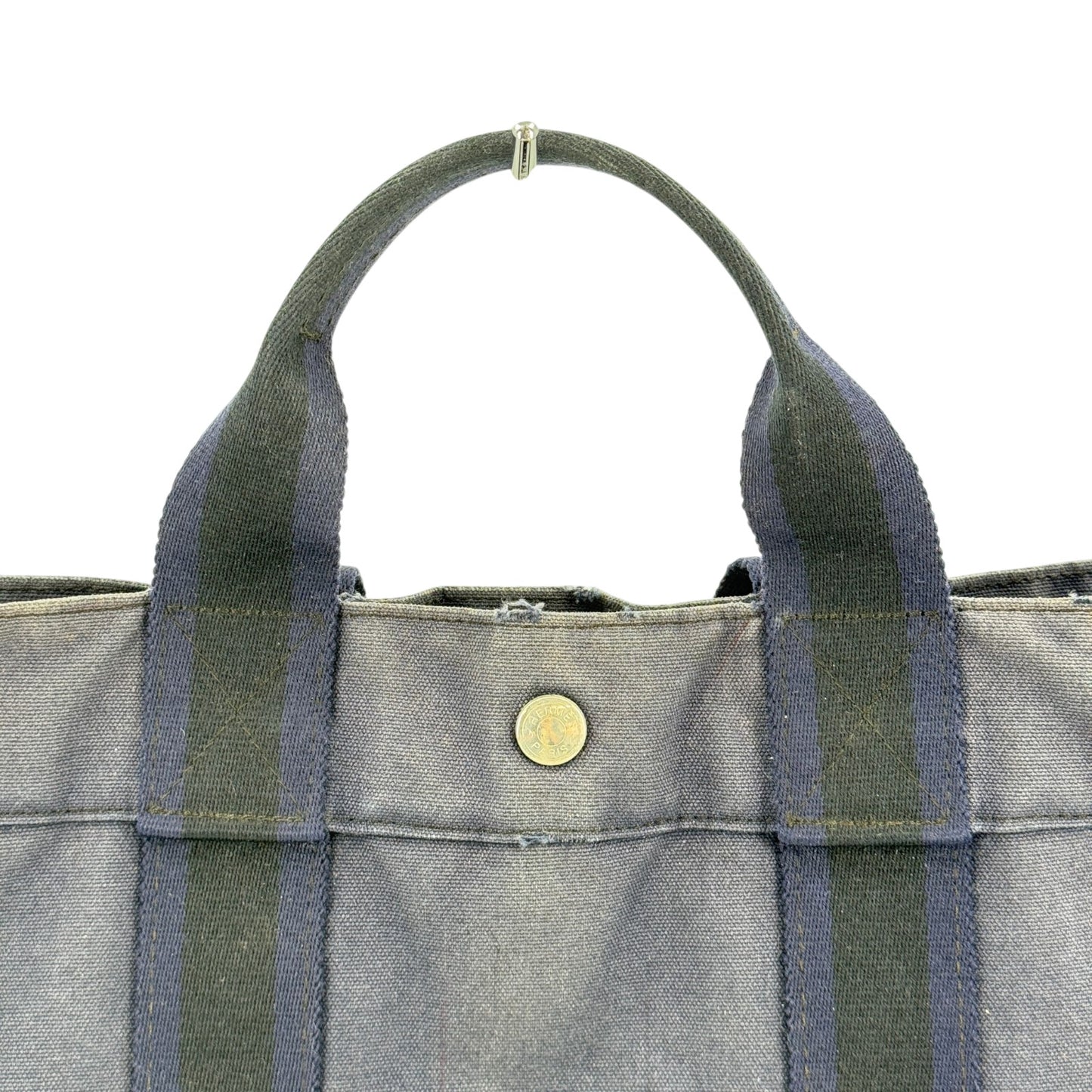 HERMES ブラック×ネイビー サックフールトゥーMM ハンドバッグ