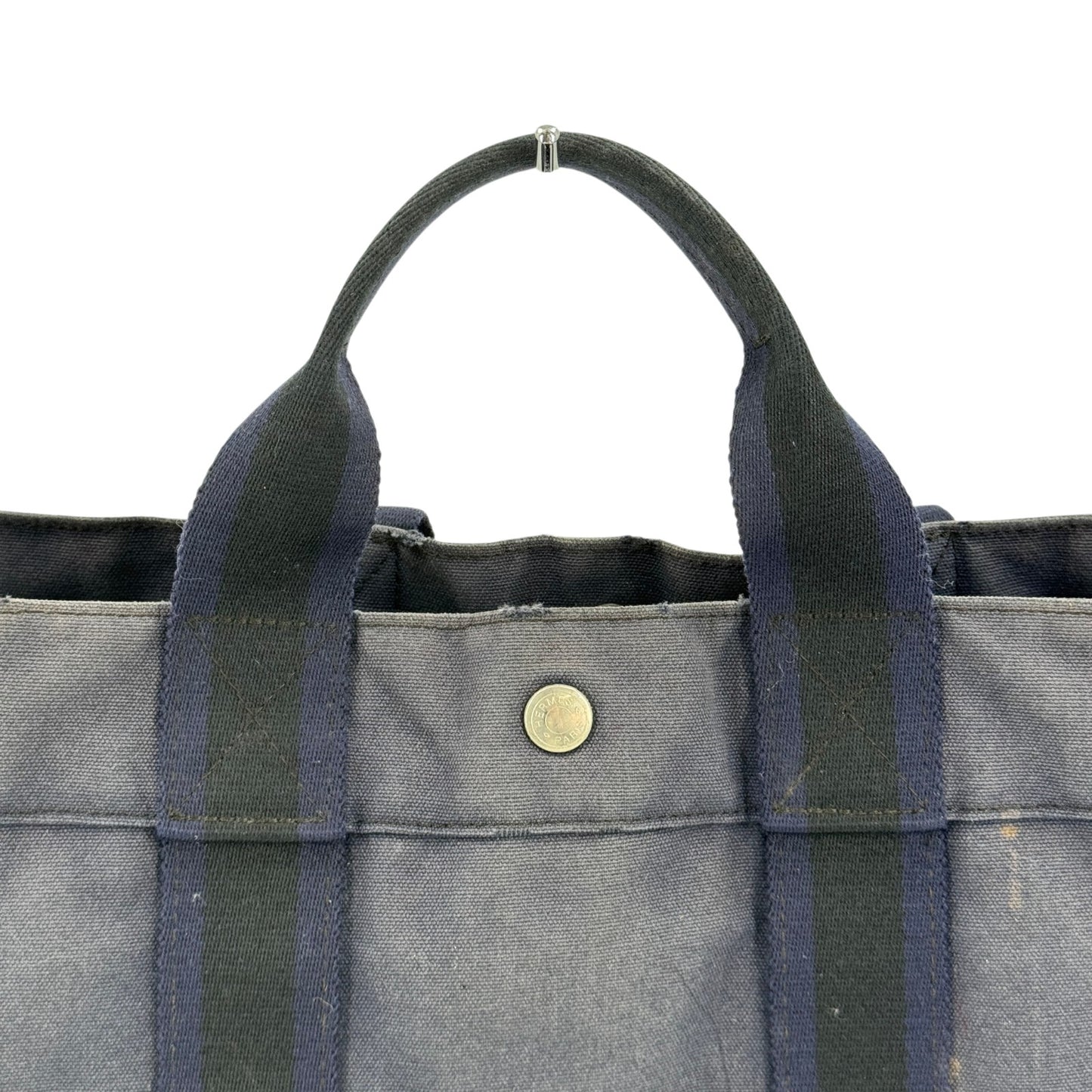 HERMES ブラック×ネイビー サックフールトゥーMM ハンドバッグ