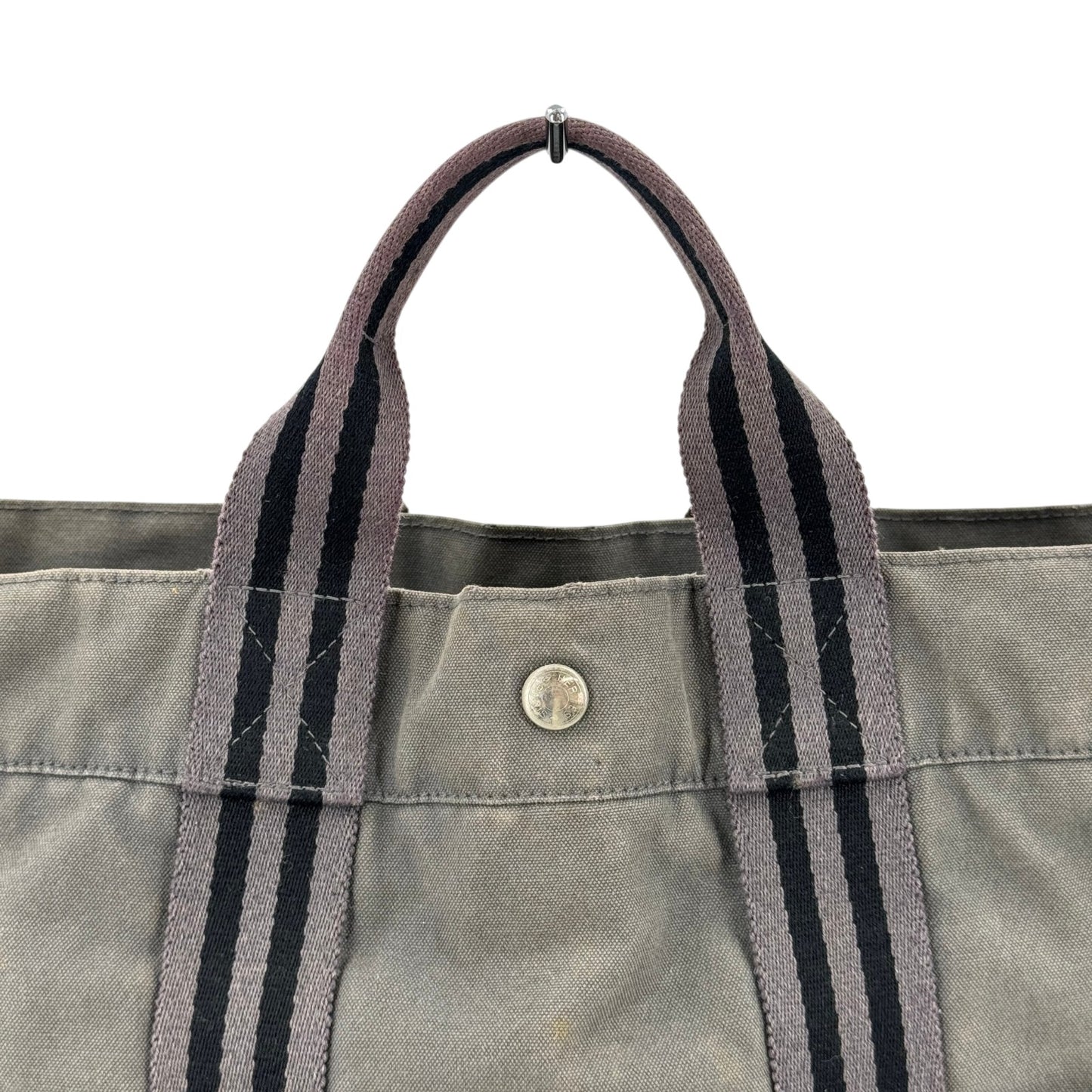 HERMES グレーキャンバス フールトゥーMM ハンドバッグ