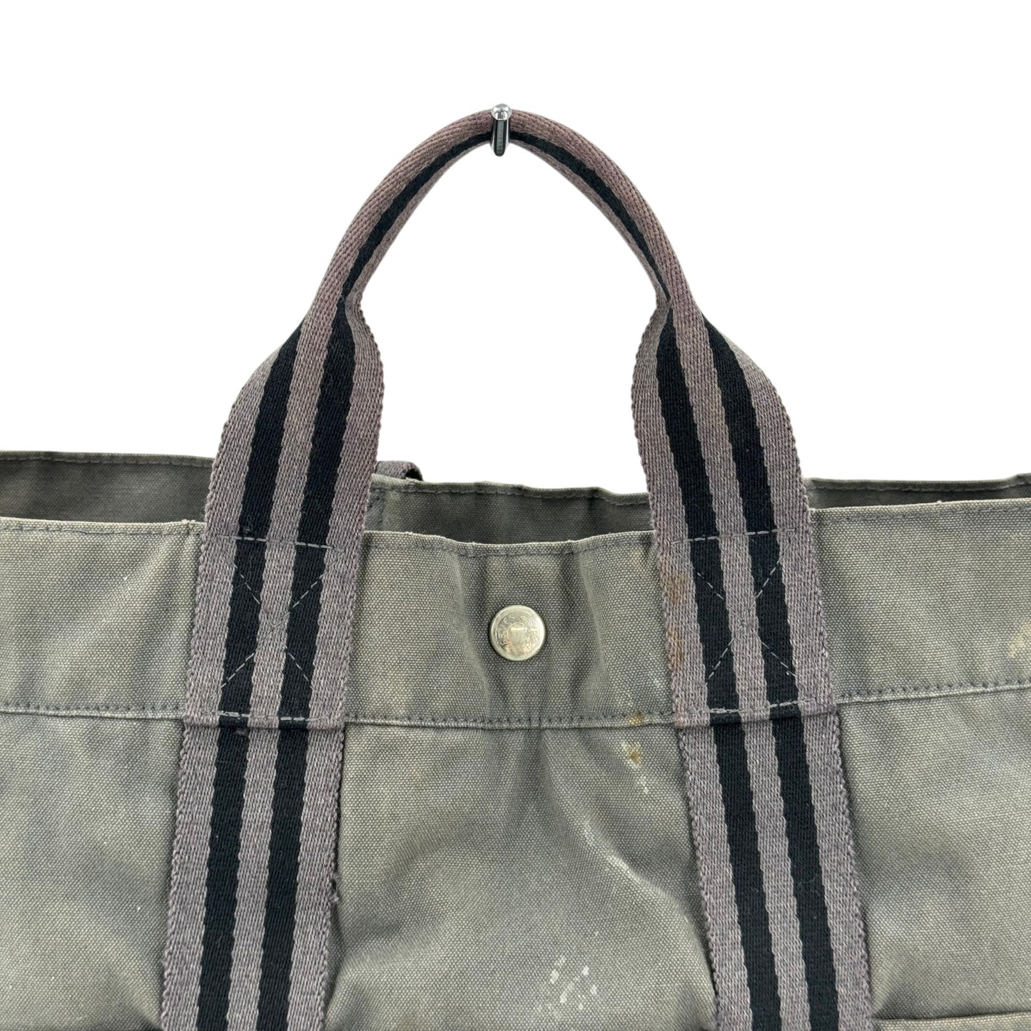HERMES グレーキャンバス フールトゥーMM ハンドバッグ