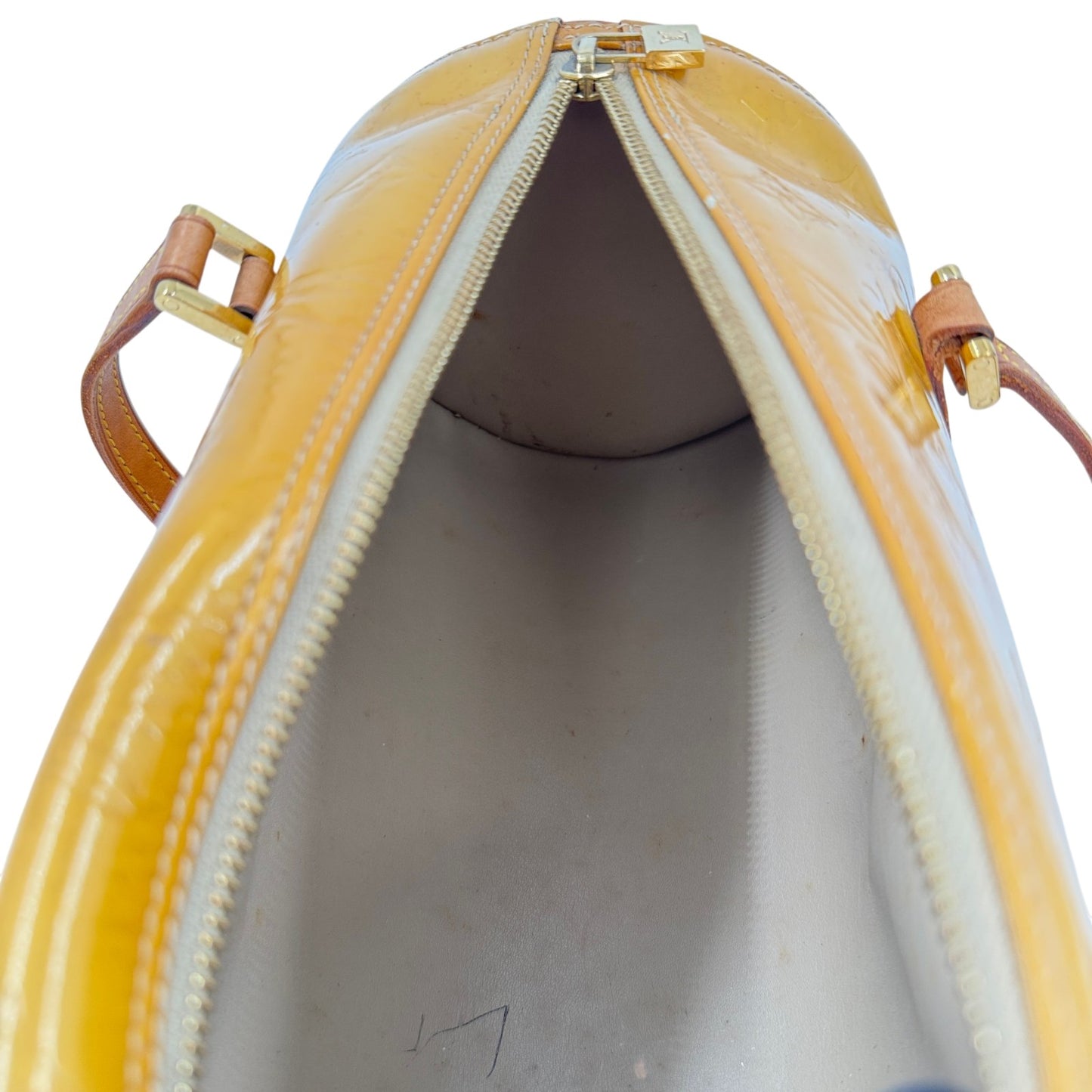 LOUIS VUITTON モノグラム・ヴェルニ イエロー ベッドフォード M91006 ハンドバッグ