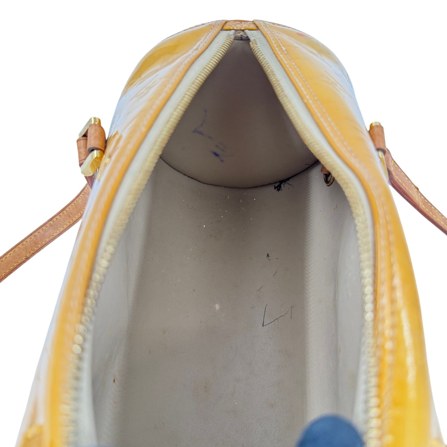 LOUIS VUITTON モノグラム・ヴェルニ イエロー ベッドフォード M91006 ハンドバッグ