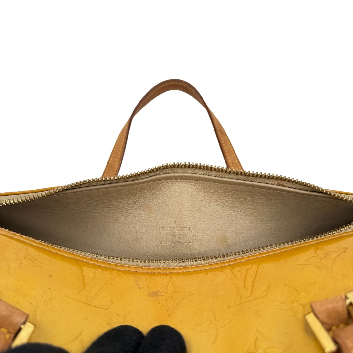 LOUIS VUITTON モノグラム・ヴェルニ イエロー ベッドフォード M91006 ハンドバッグ