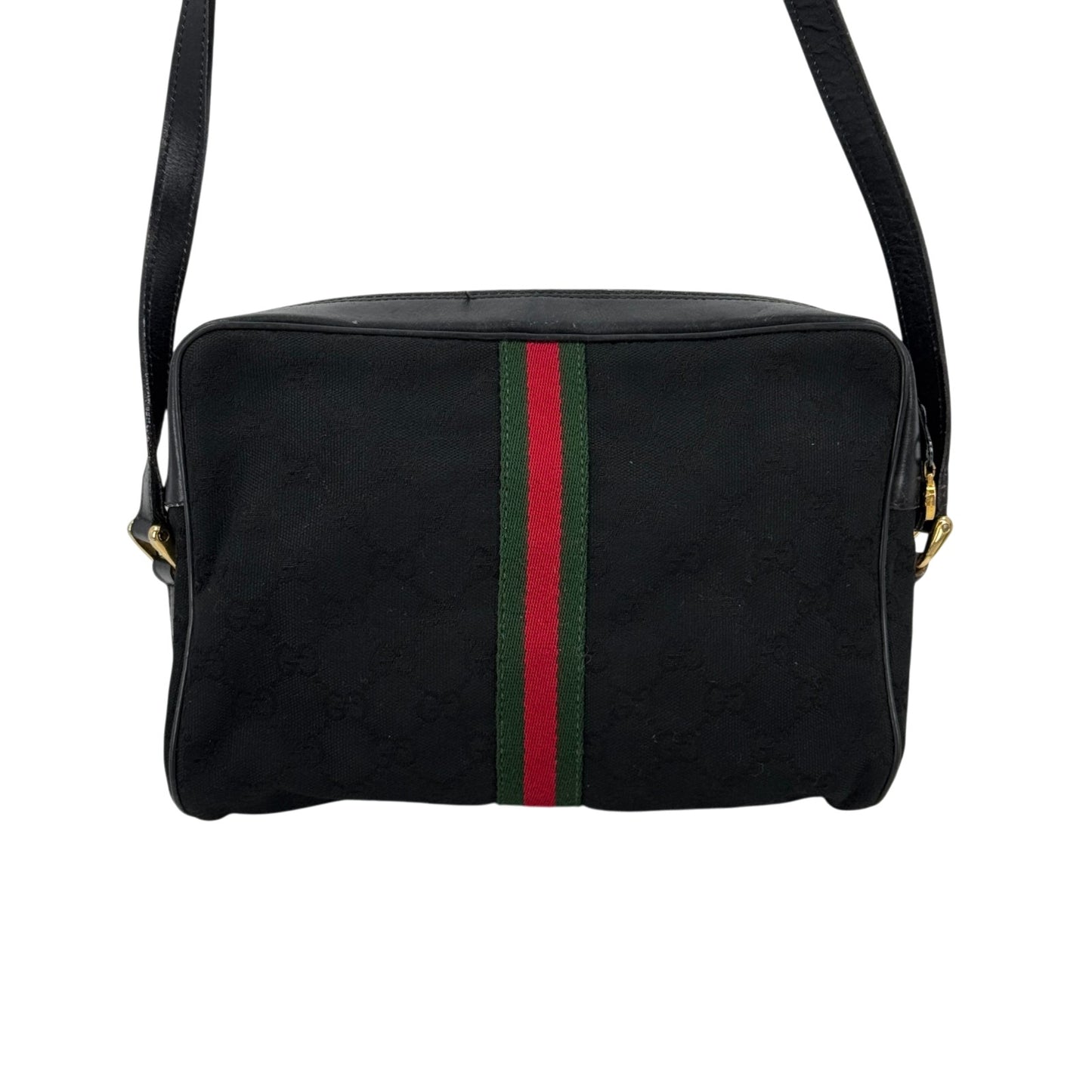 GUCCI GGキャンバス ブラック シェリーライン ヴィンテージ ショルダーバッグ