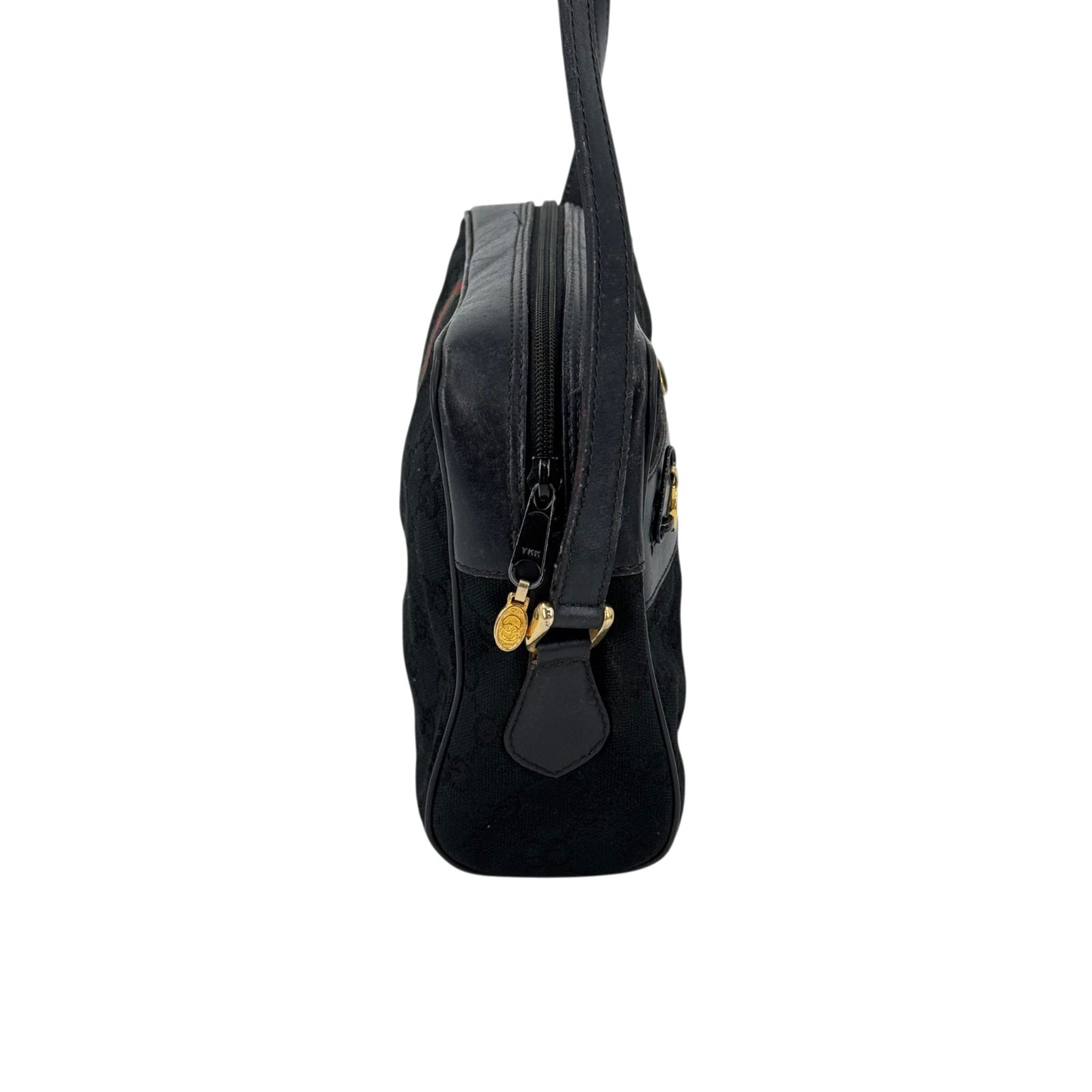 GUCCI GGキャンバス ブラック シェリーライン ヴィンテージ ショルダーバッグ