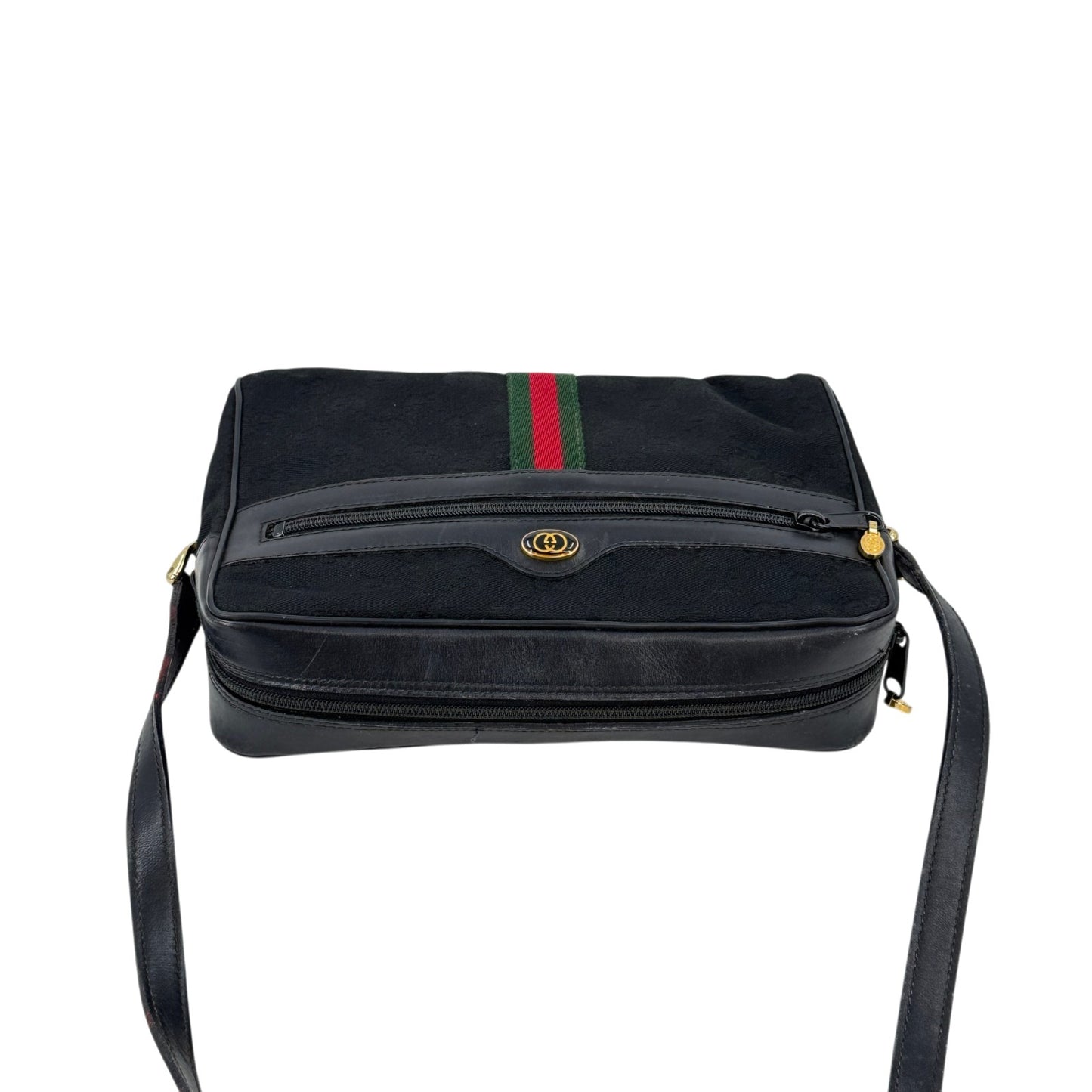 GUCCI GGキャンバス ブラック シェリーライン ヴィンテージ ショルダーバッグ