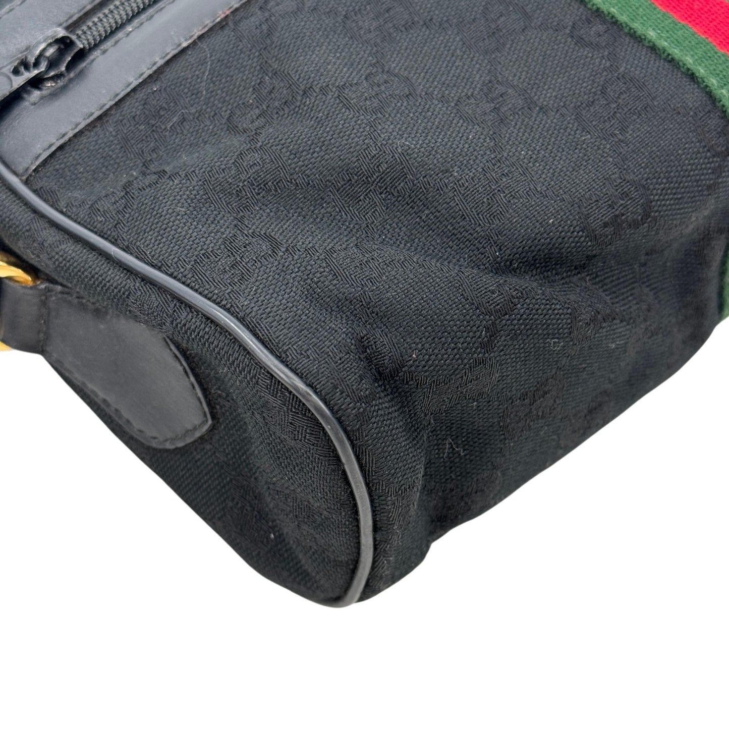 GUCCI GGキャンバス ブラック シェリーライン ヴィンテージ ショルダーバッグ