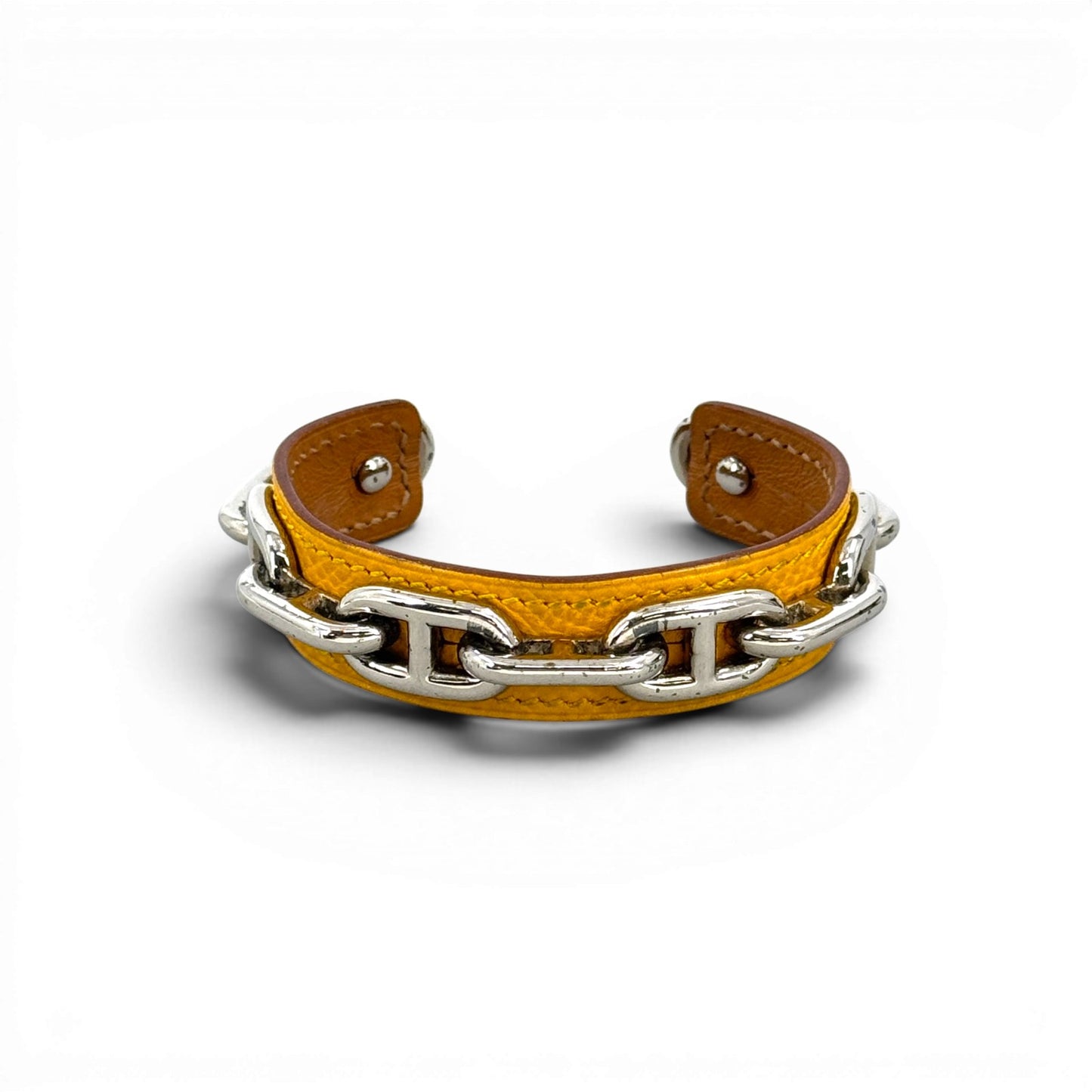 HERMES シェーヌダンクル レザー ブレスレット バングル