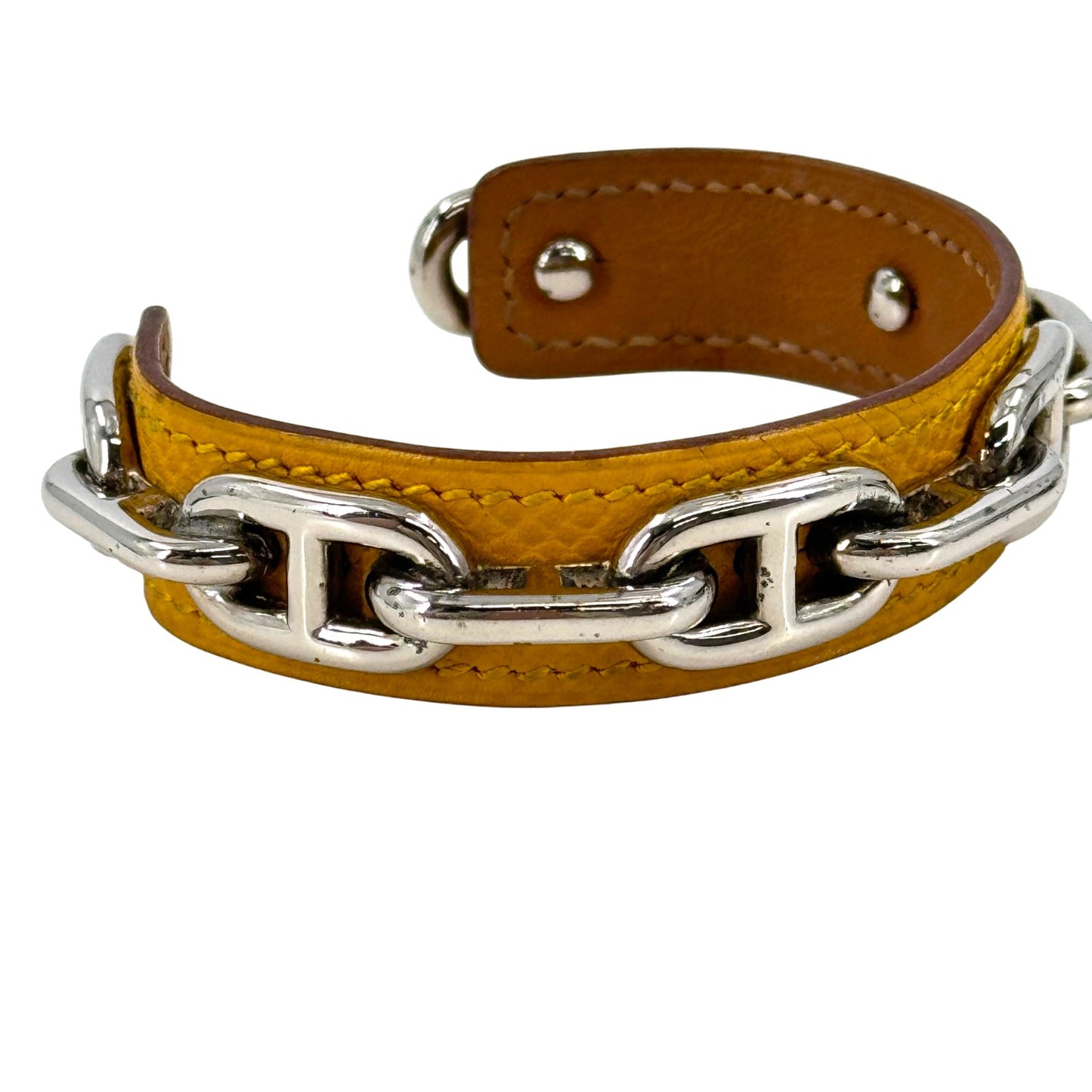 HERMES シェーヌダンクル レザー ブレスレット バングル