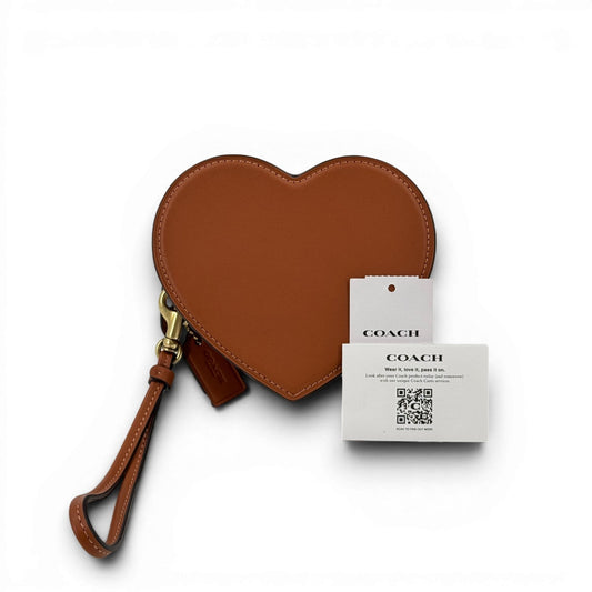 COACH ブラウンレザー ハート型クラッチバッグ