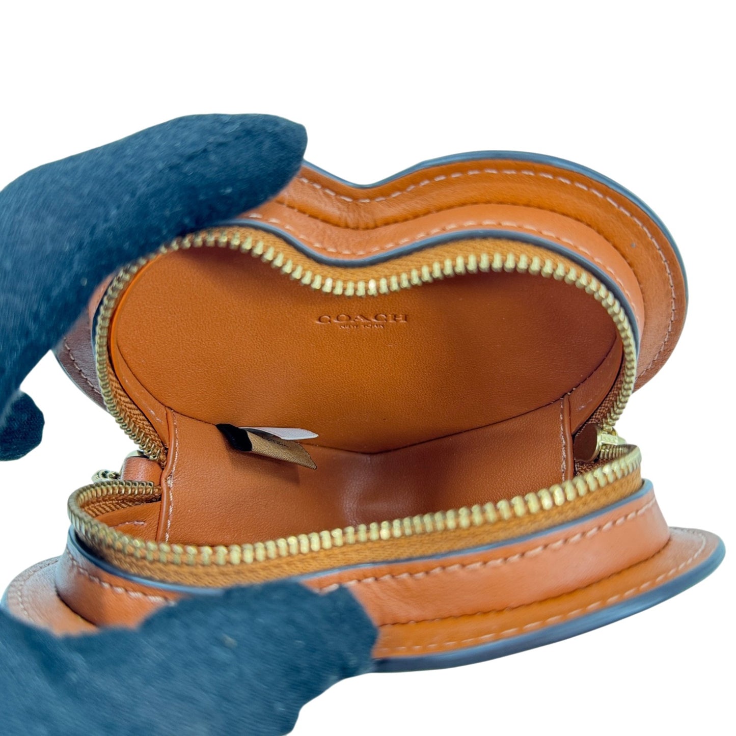 COACH ブラウンレザー ハート型クラッチバッグ