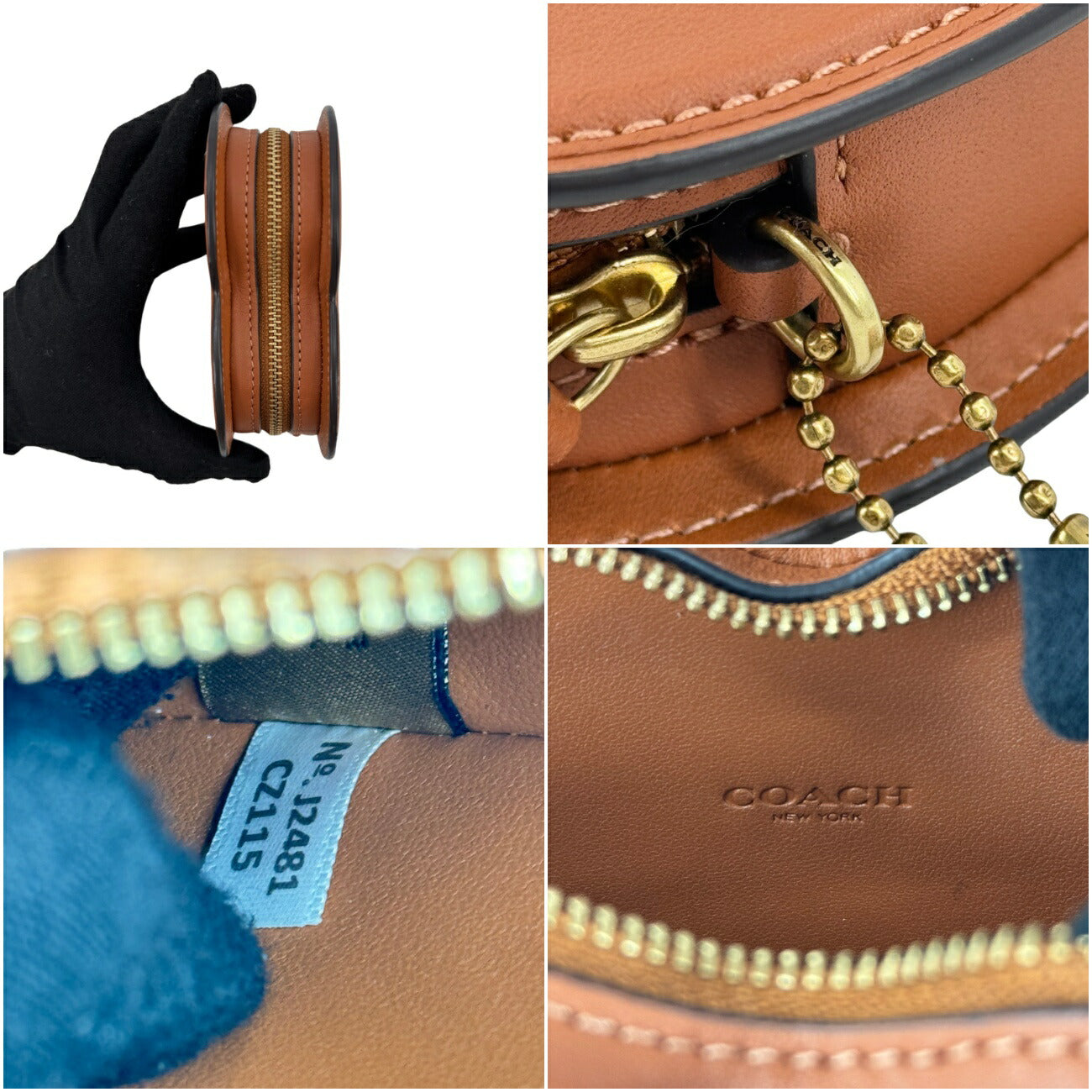 COACH ブラウンレザー ハート型クラッチバッグ