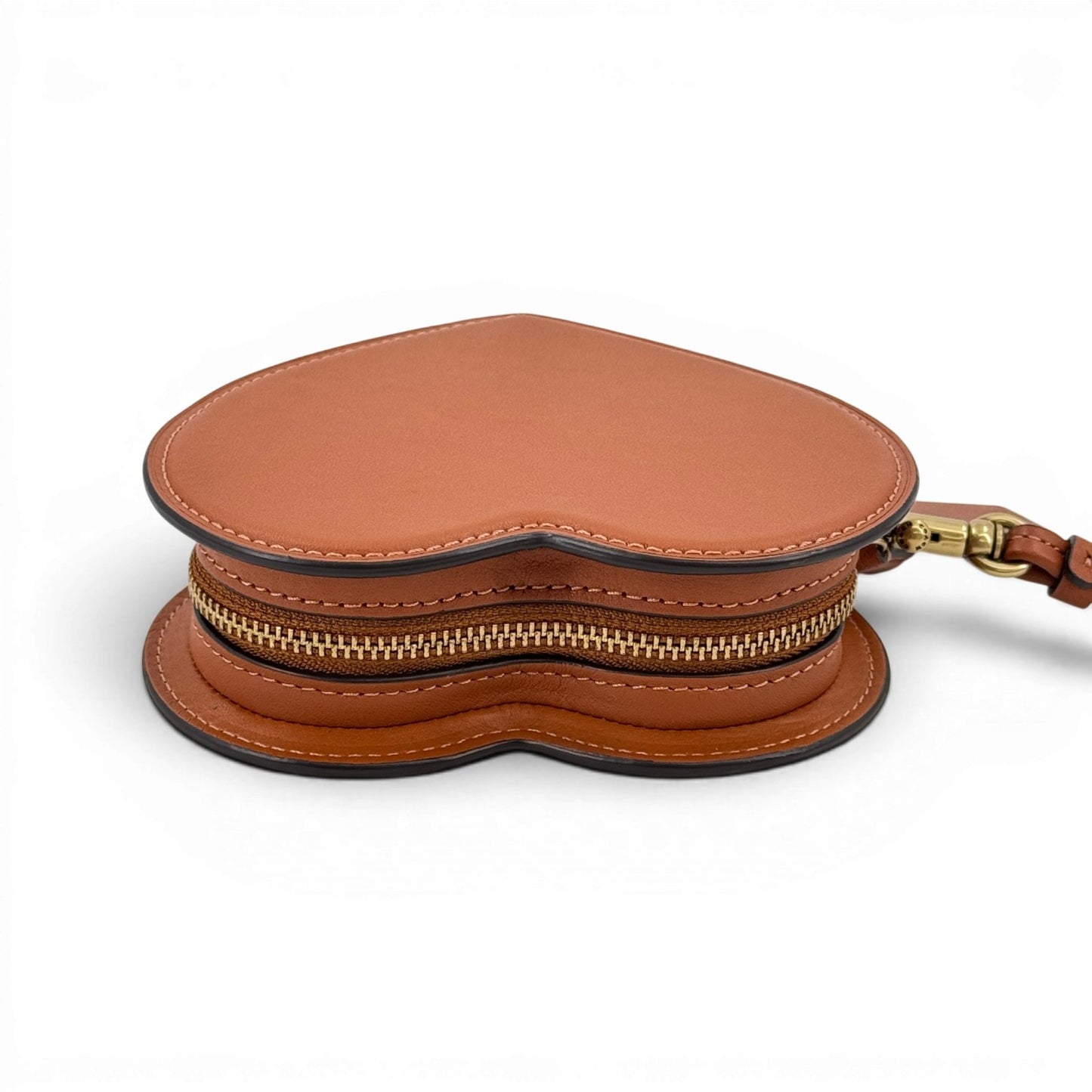 COACH ブラウンレザー ハート型クラッチバッグ