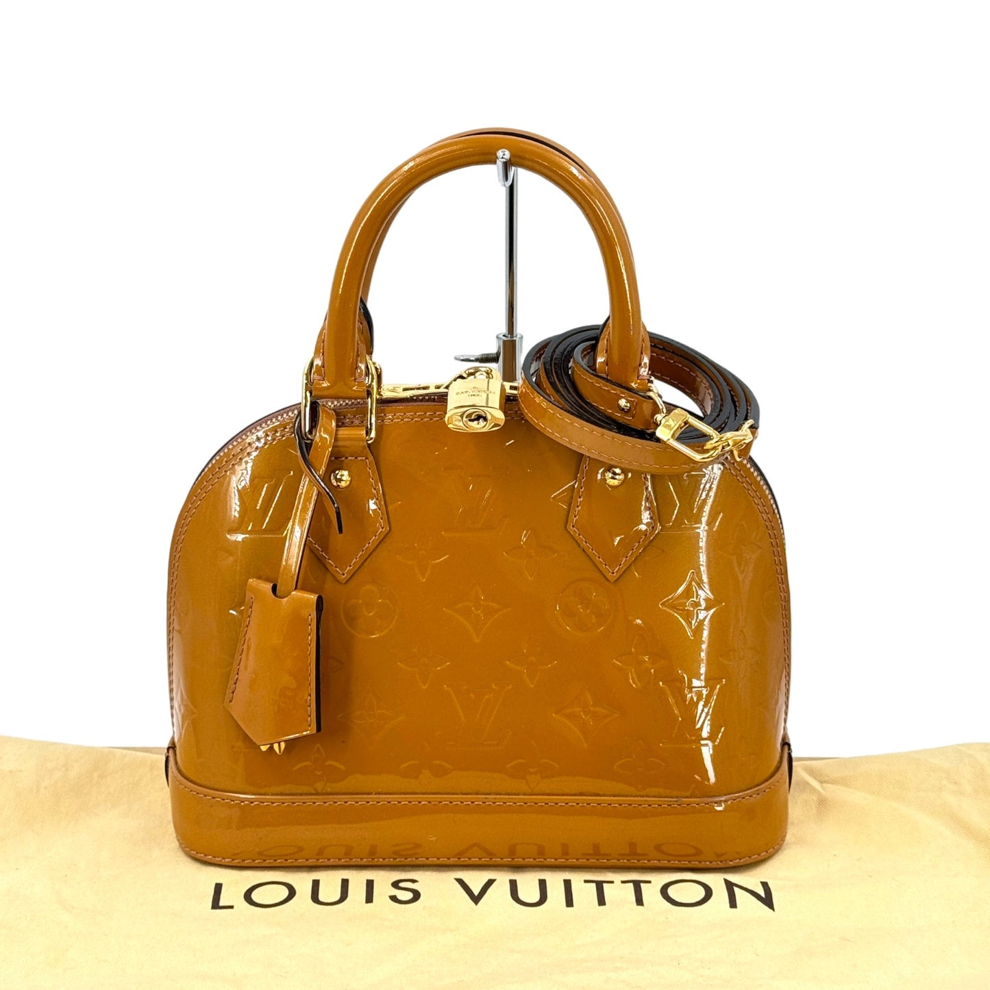 LOUIS VUITTON アルマBB モノグラム・ヴェルニ パテントレザー ベージュ 2WAYハンドバッグ M91585