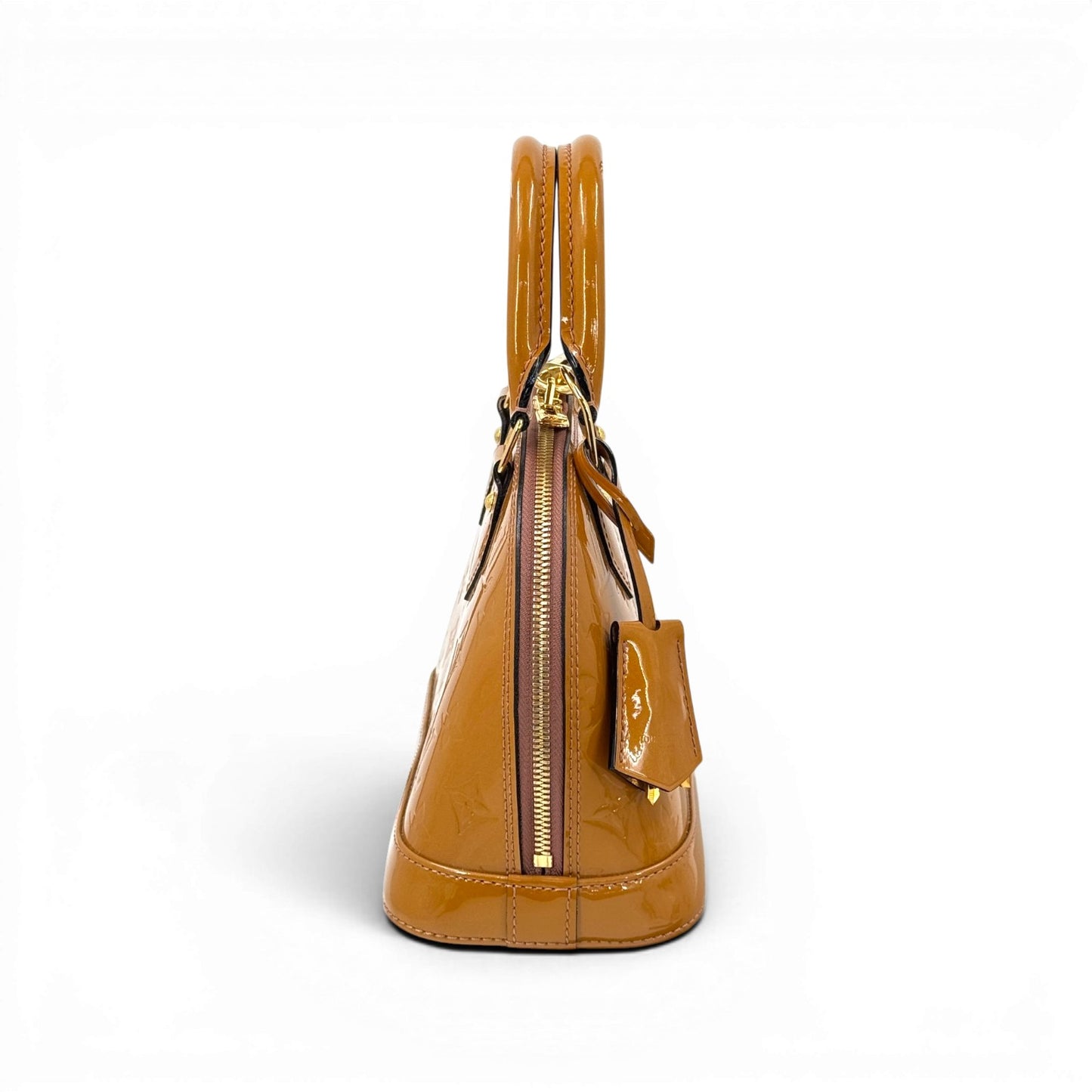 LOUIS VUITTON アルマBB モノグラム・ヴェルニ パテントレザー ベージュ 2WAYハンドバッグ M91585