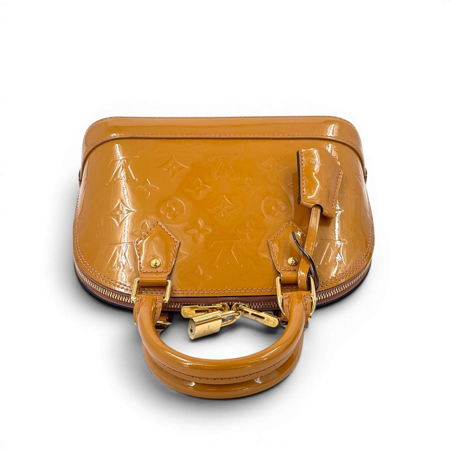 LOUIS VUITTON アルマBB モノグラム・ヴェルニ パテントレザー ベージュ 2WAYハンドバッグ M91585